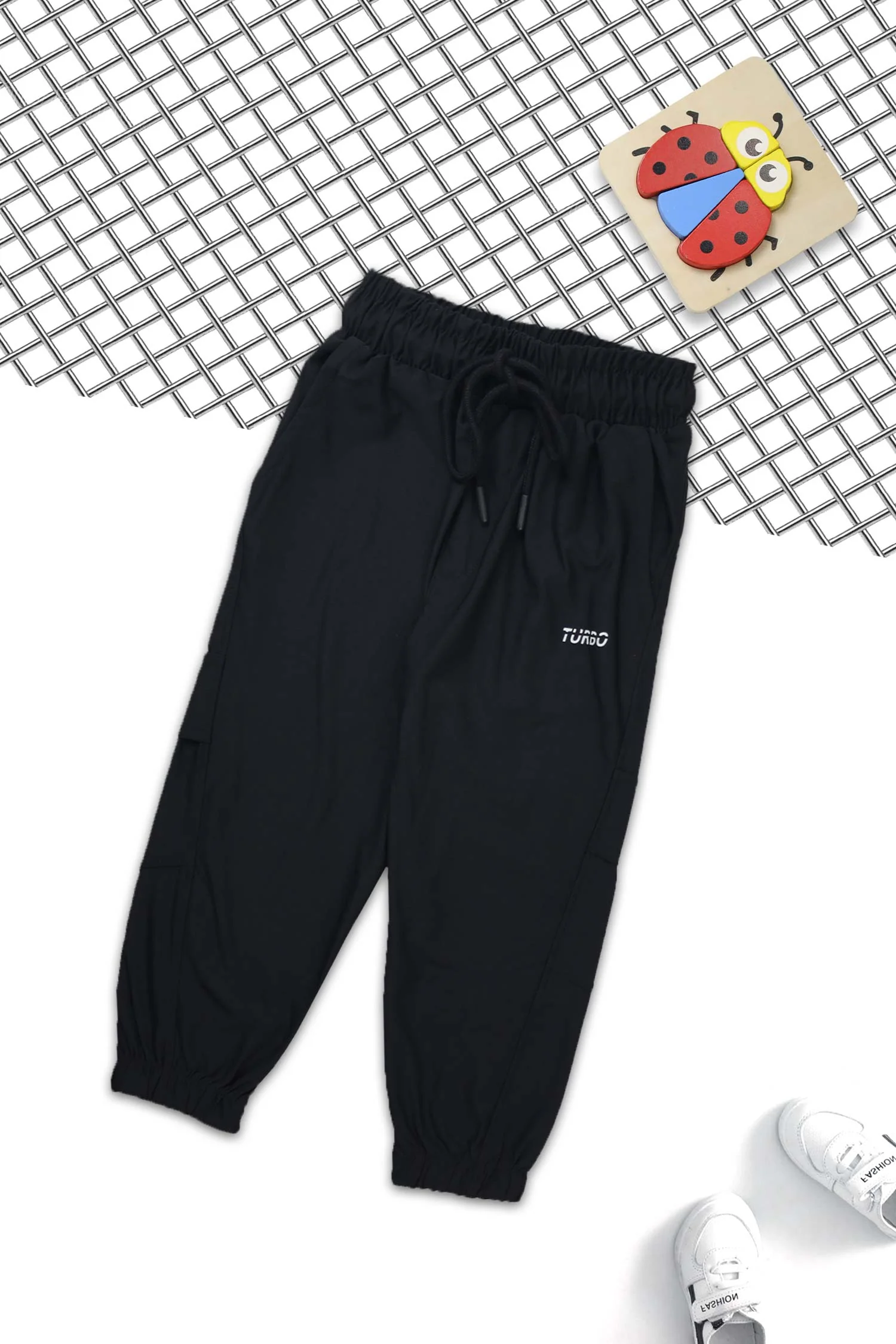 Turbo Fit Premium Micro Sportswear Kids Trousers For Boys In Black - Image 3