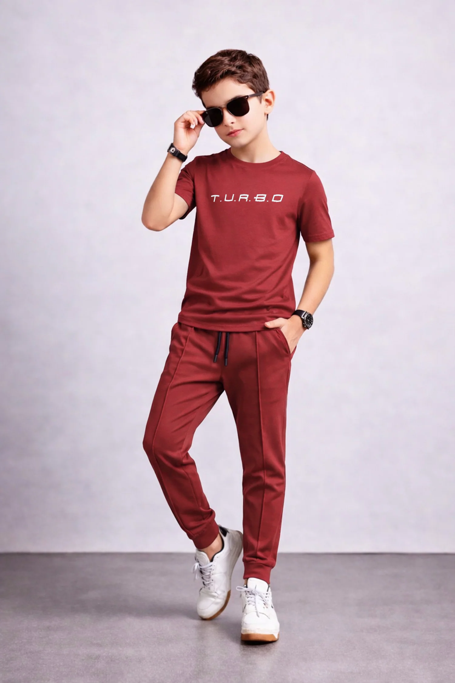 Turbo Fitness Pro Activity Younger Kids Tracksuit In Maroon