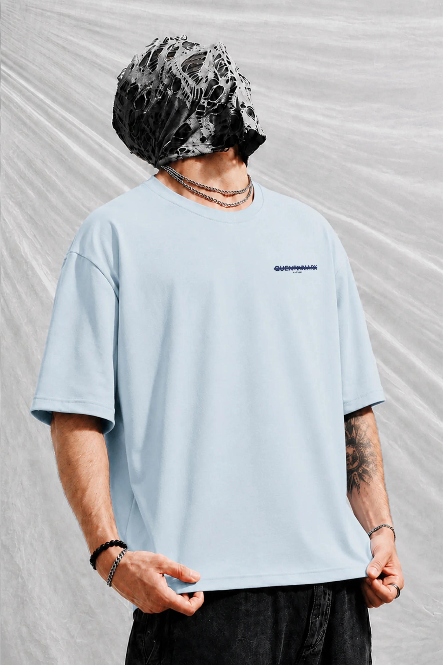 Turbo Forever Striving Oversize Men's Tee In Light Blue - Image 3