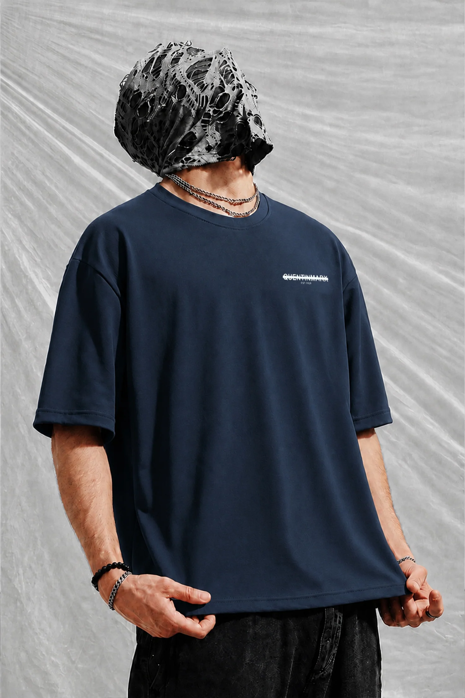 Turbo Forever Striving Oversize Men's Tee In Navy Blue - Image 3