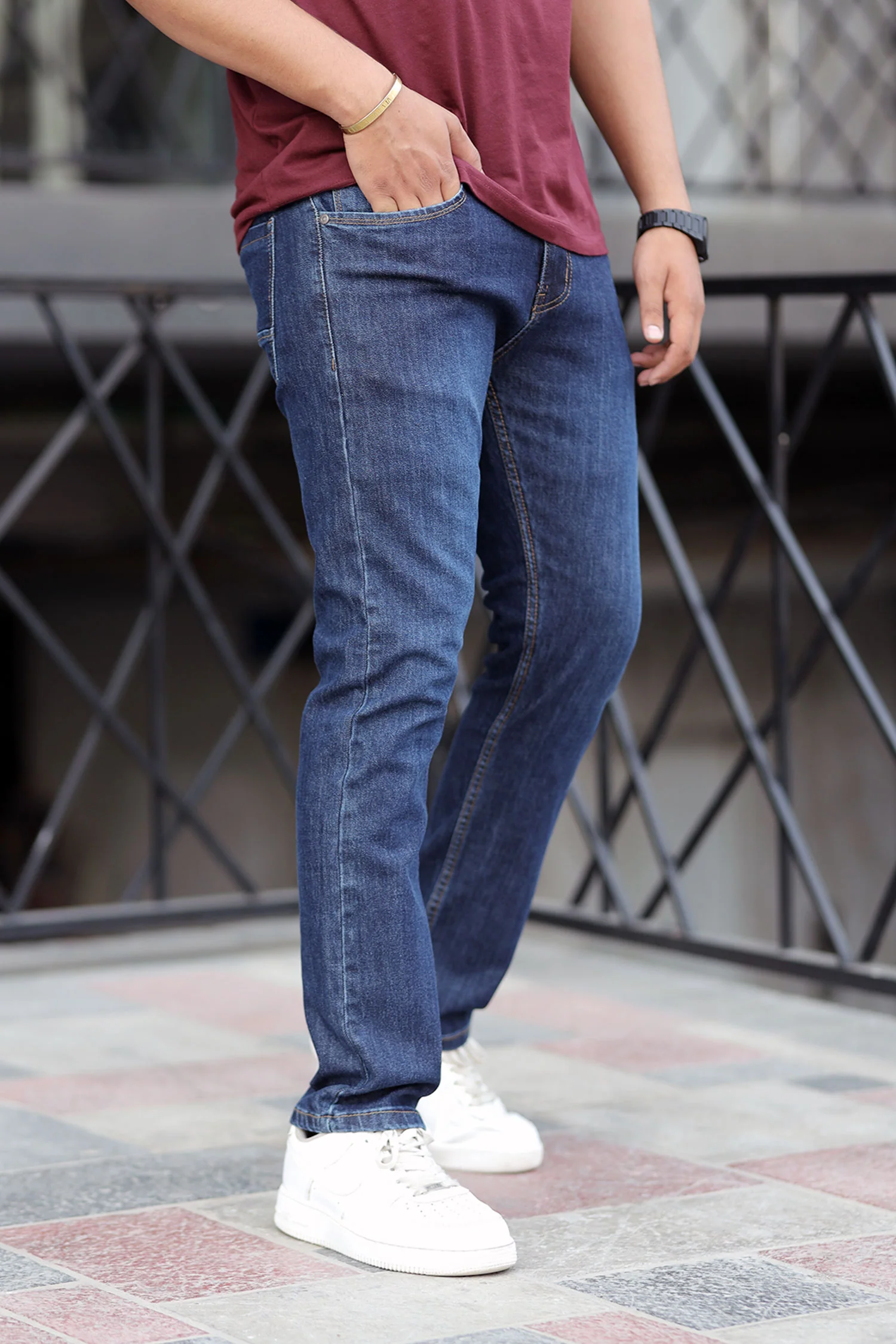 Turbo Heritage Standard Slim Fit Jeans In Navy Blue - Image 3