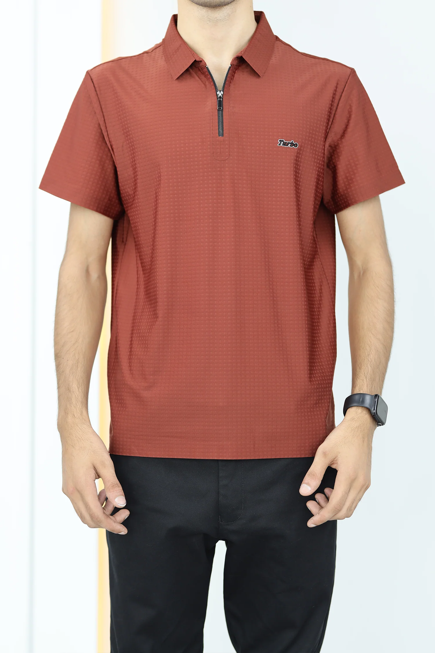 Turbo Holiday Outfit Stitchless Zip Style Men's Polo Shirt - Image 3