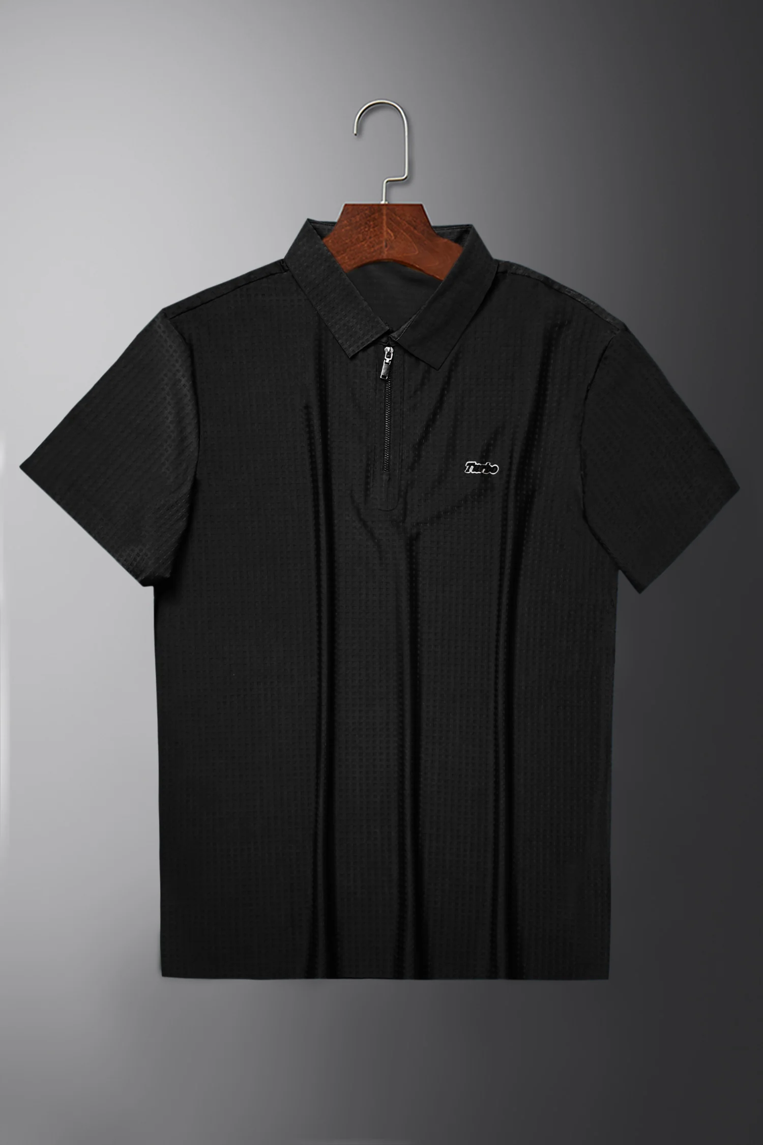 Turbo Holiday Outfit Stitchless Zip Style Men's Polo Shirt In Black - Image 3