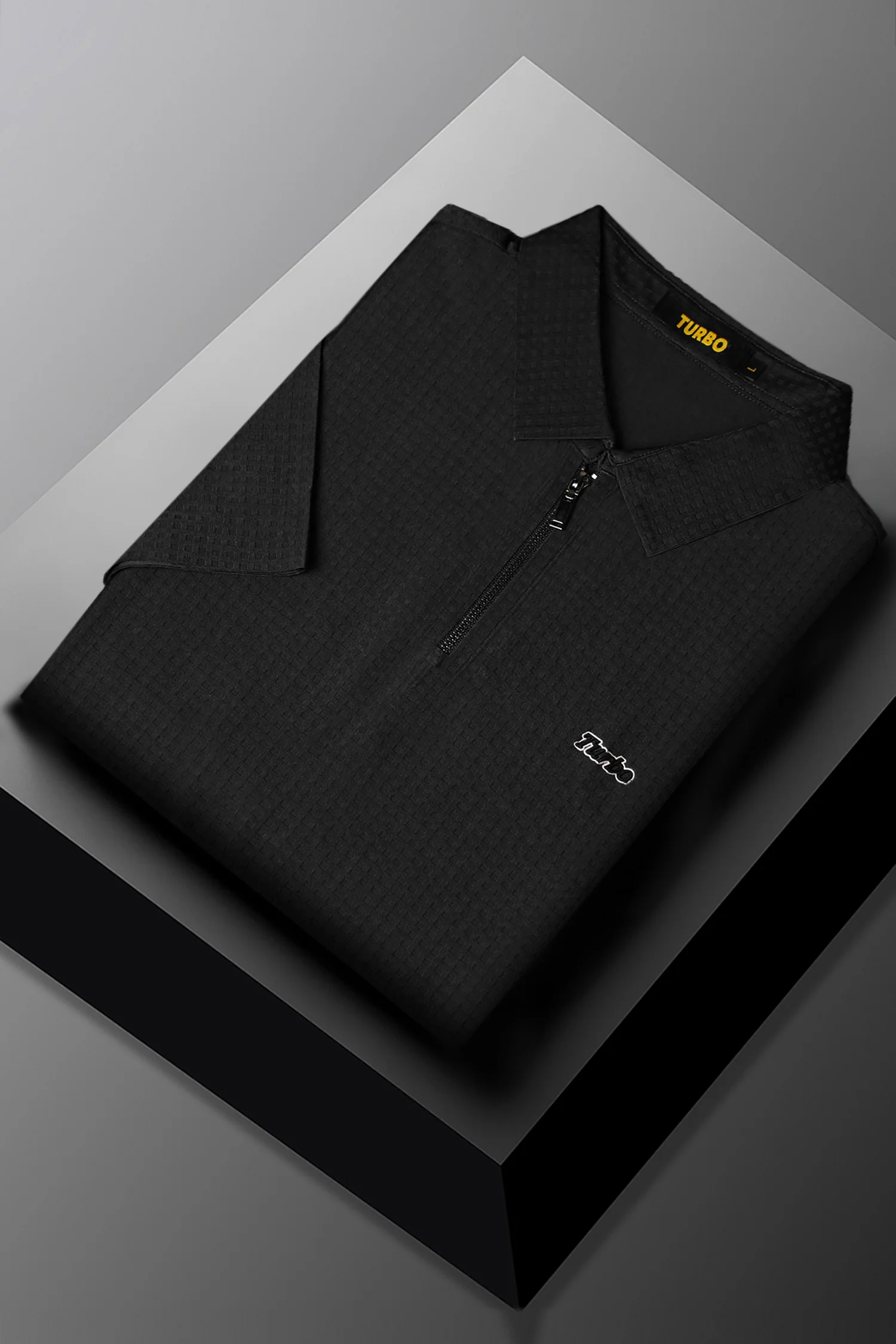 Turbo Holiday Outfit Stitchless Zip Style Men's Polo Shirt In Black - Image 4