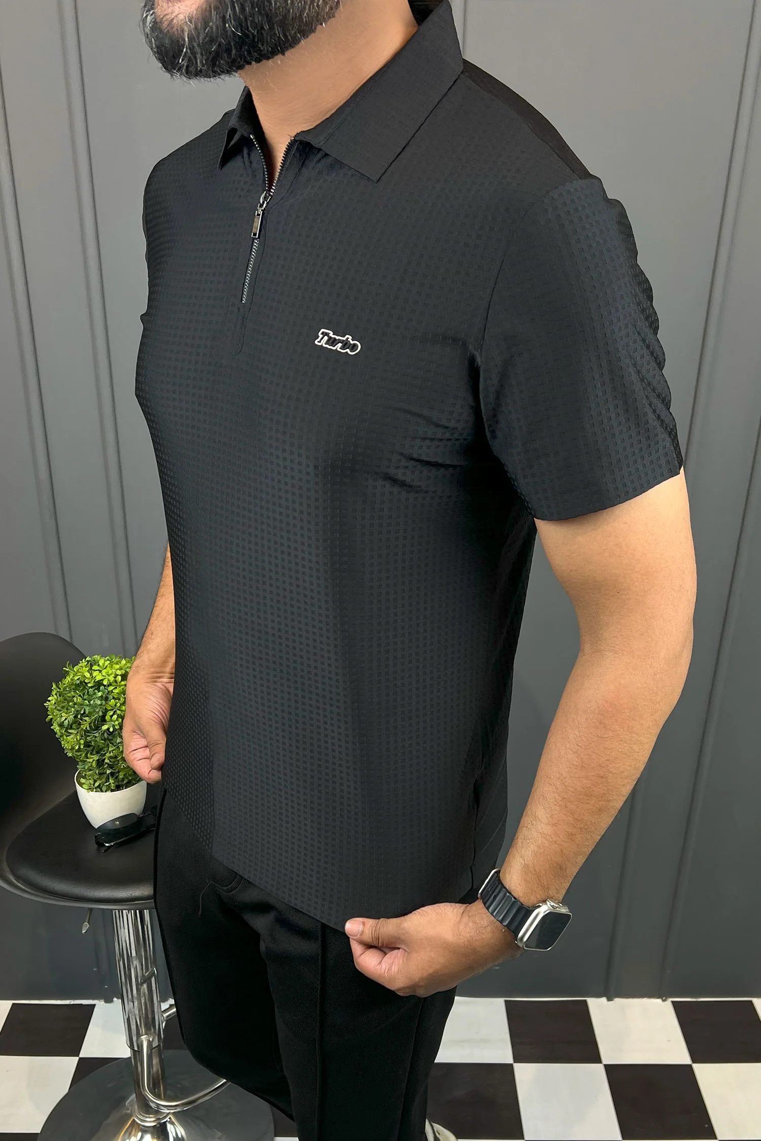 Turbo Holiday Outfit Stitchless Zip Style Men's Polo Shirt - Image 8
