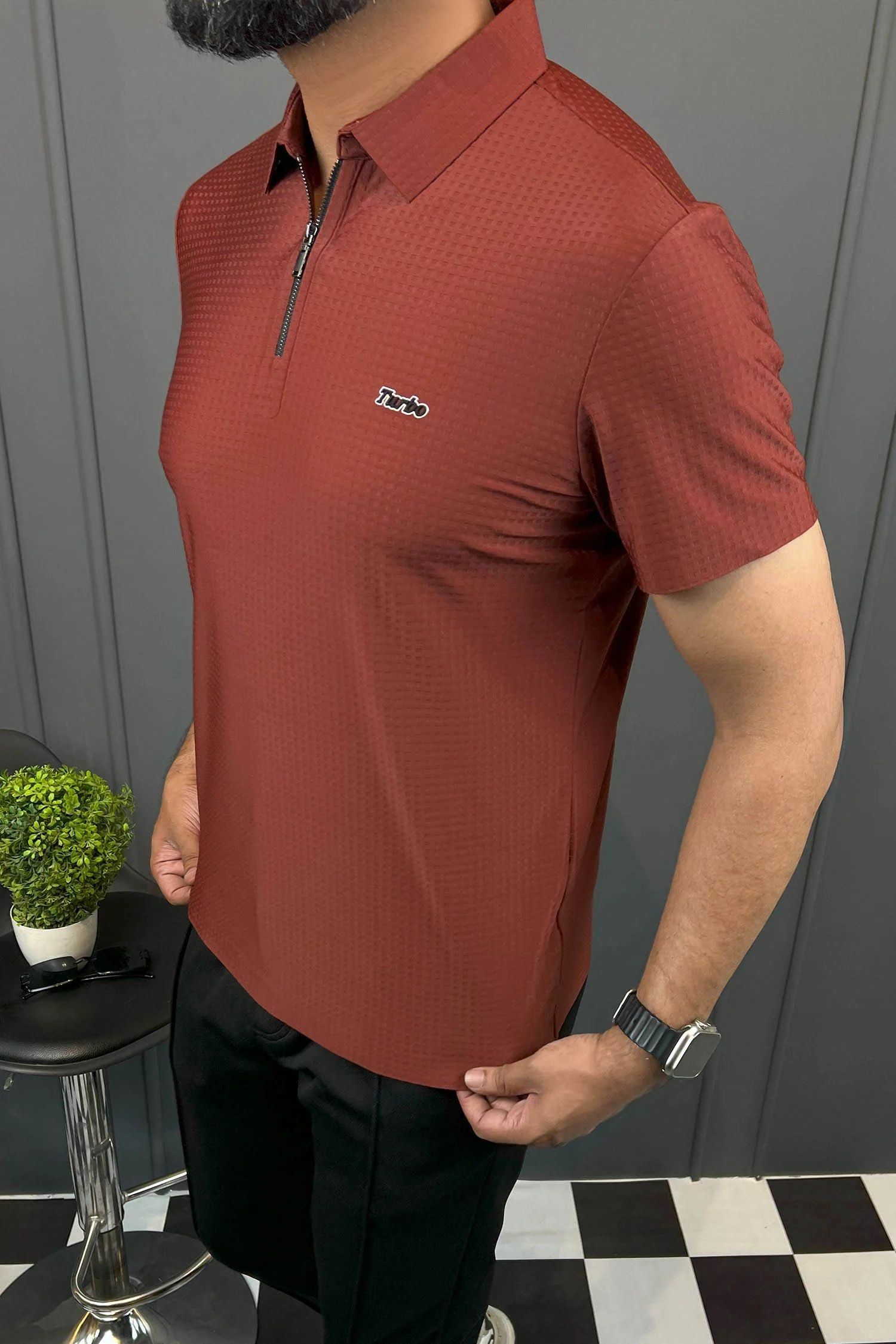 Turbo Holiday Outfit Stitchless Zip Style Men's Polo Shirt - Image 4