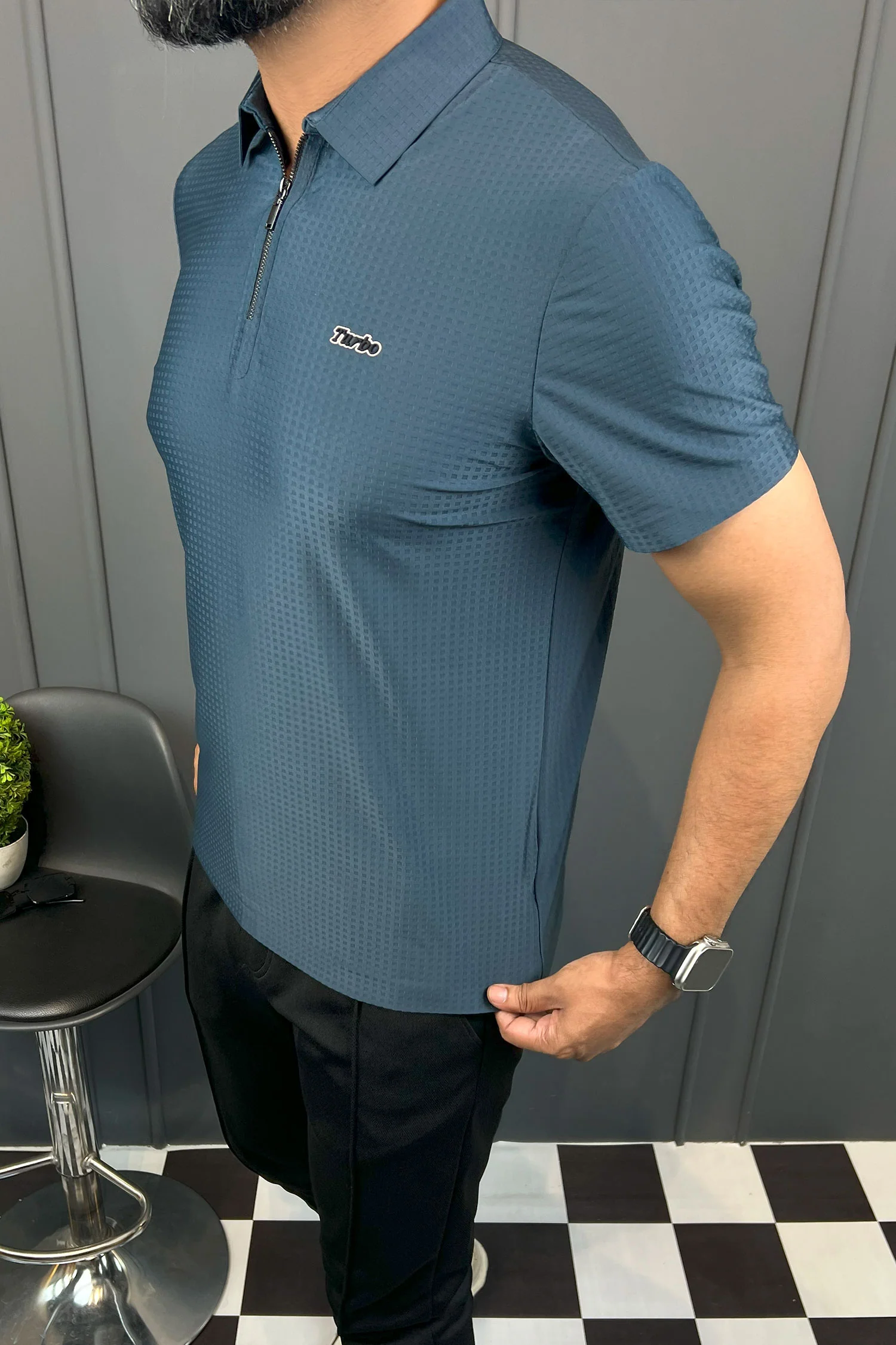Turbo Holiday Outfit Stitchless Zip Style Men's Polo Shirt - Image 12