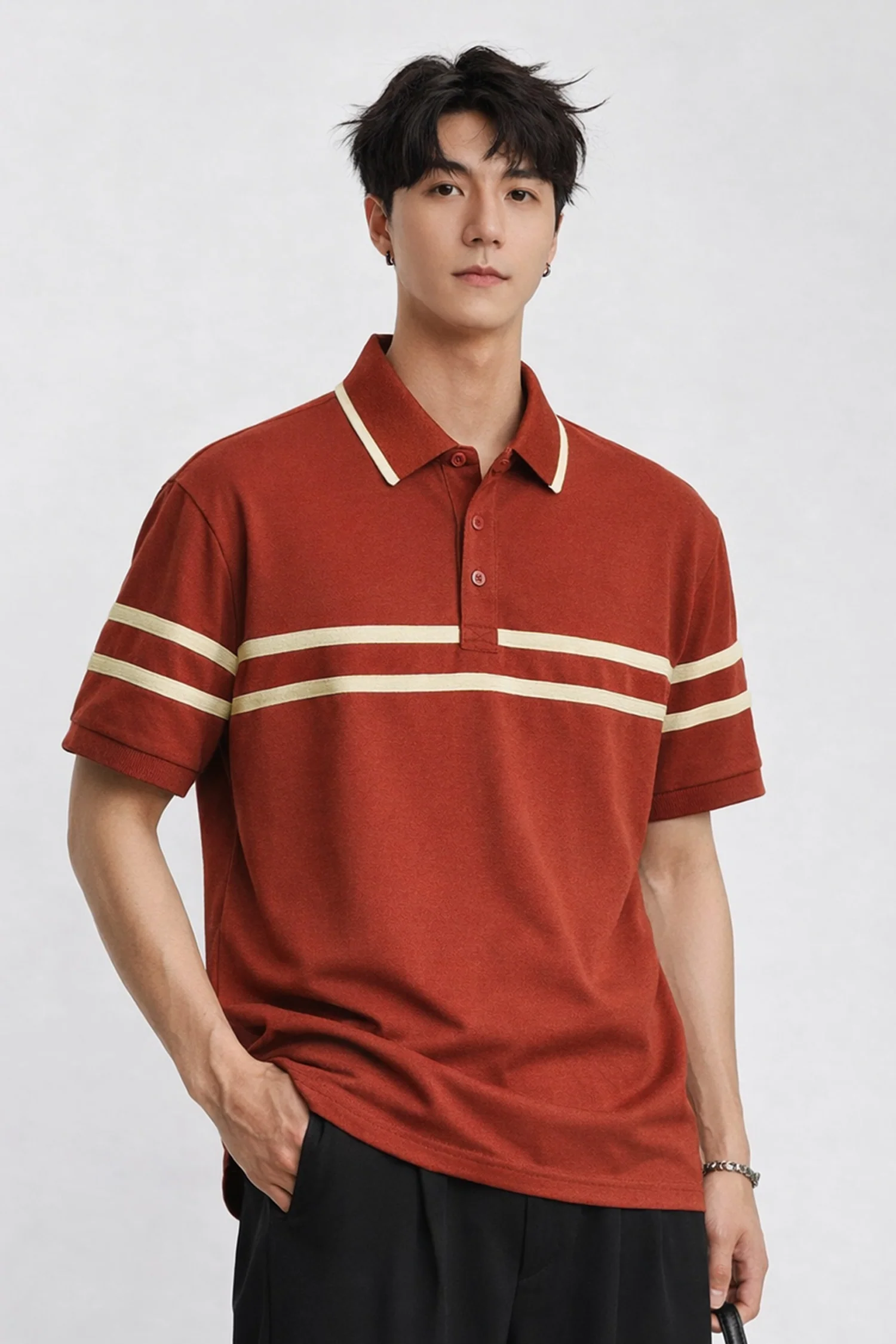 Turbo Horizontal Stripes Men's Polo T-Shirt - Image 9