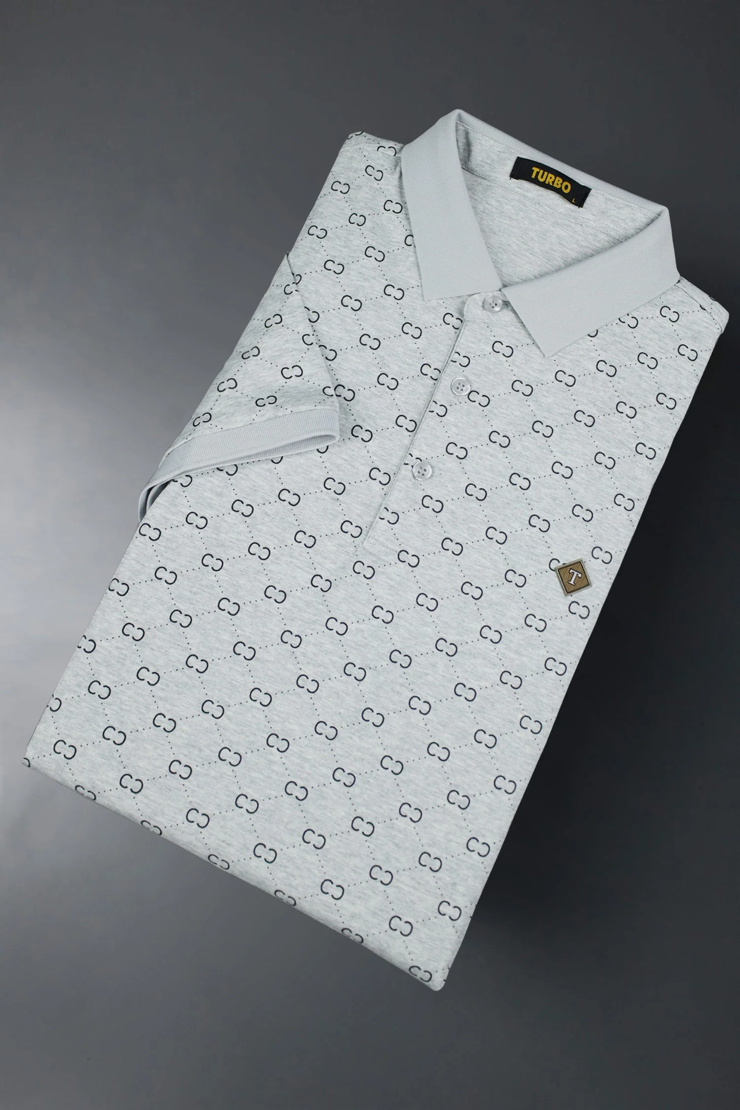 Turbo Jacquard Monogram Pattern Men's Polo T-Shirt* - Image 15