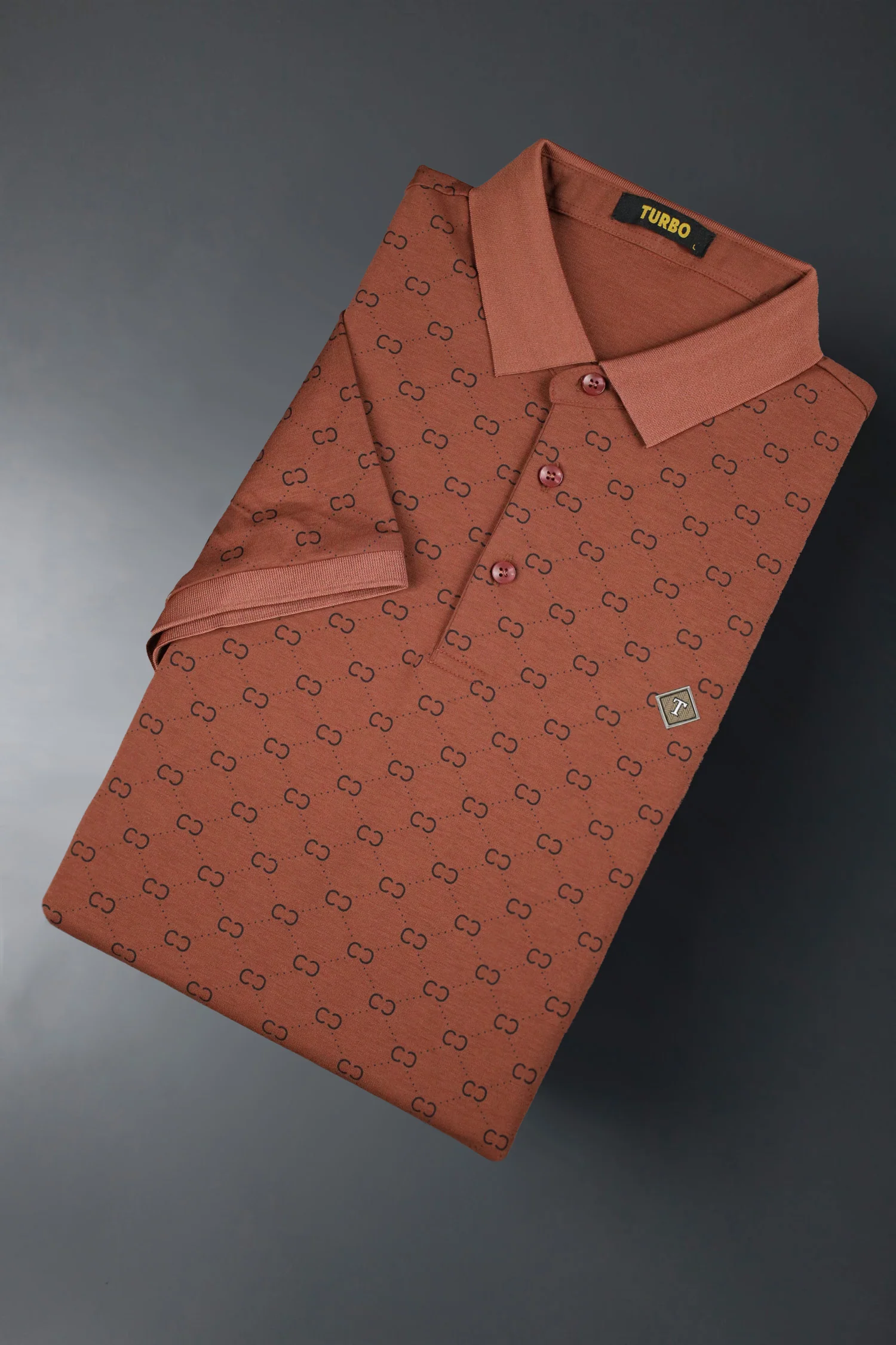 Turbo Jacquard Monogram Pattern Men's Polo T-Shirt* - Image 7