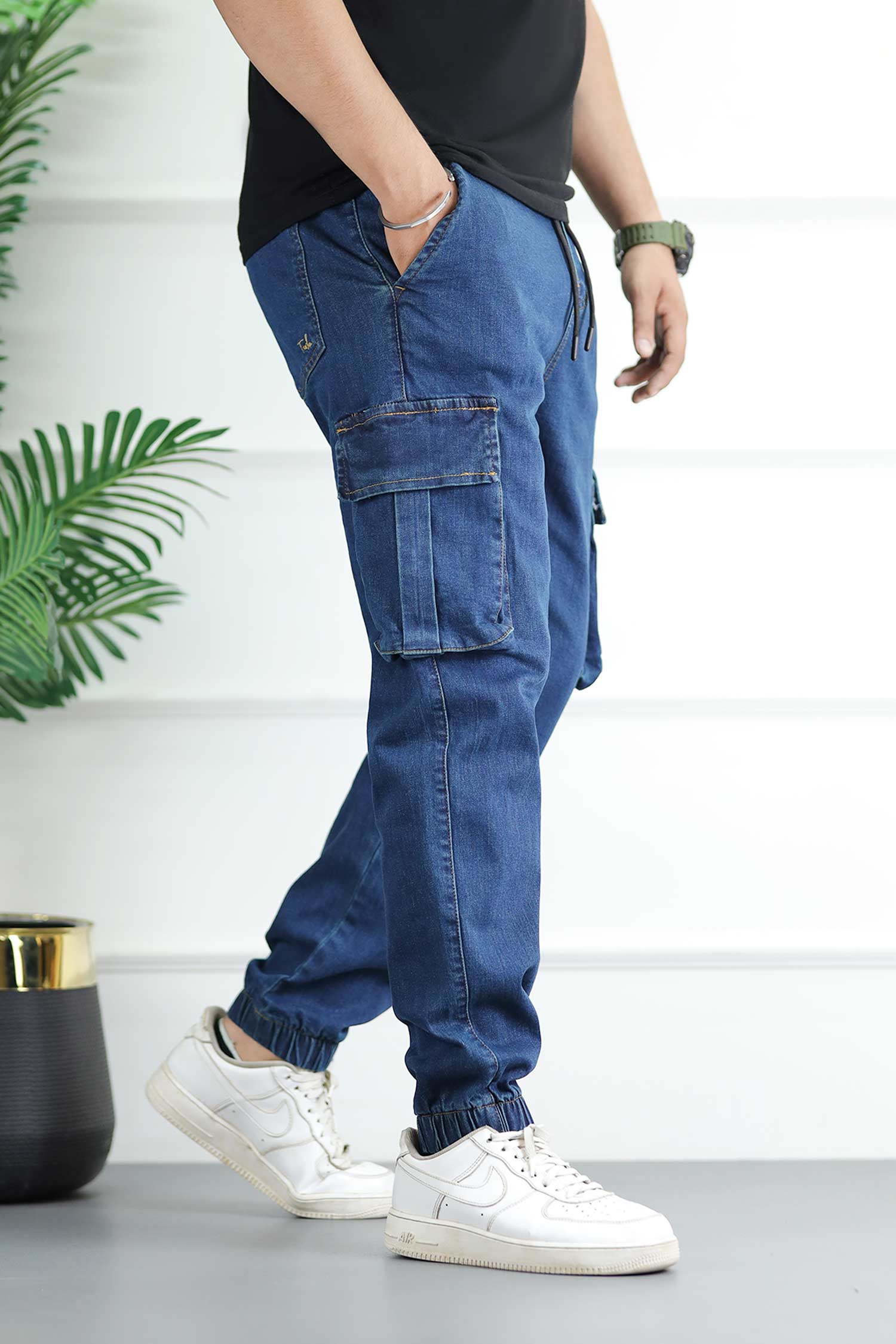 Turbo Jogging Pantalon Regular Homme Denim Jeans In Navy Blue - Image 3