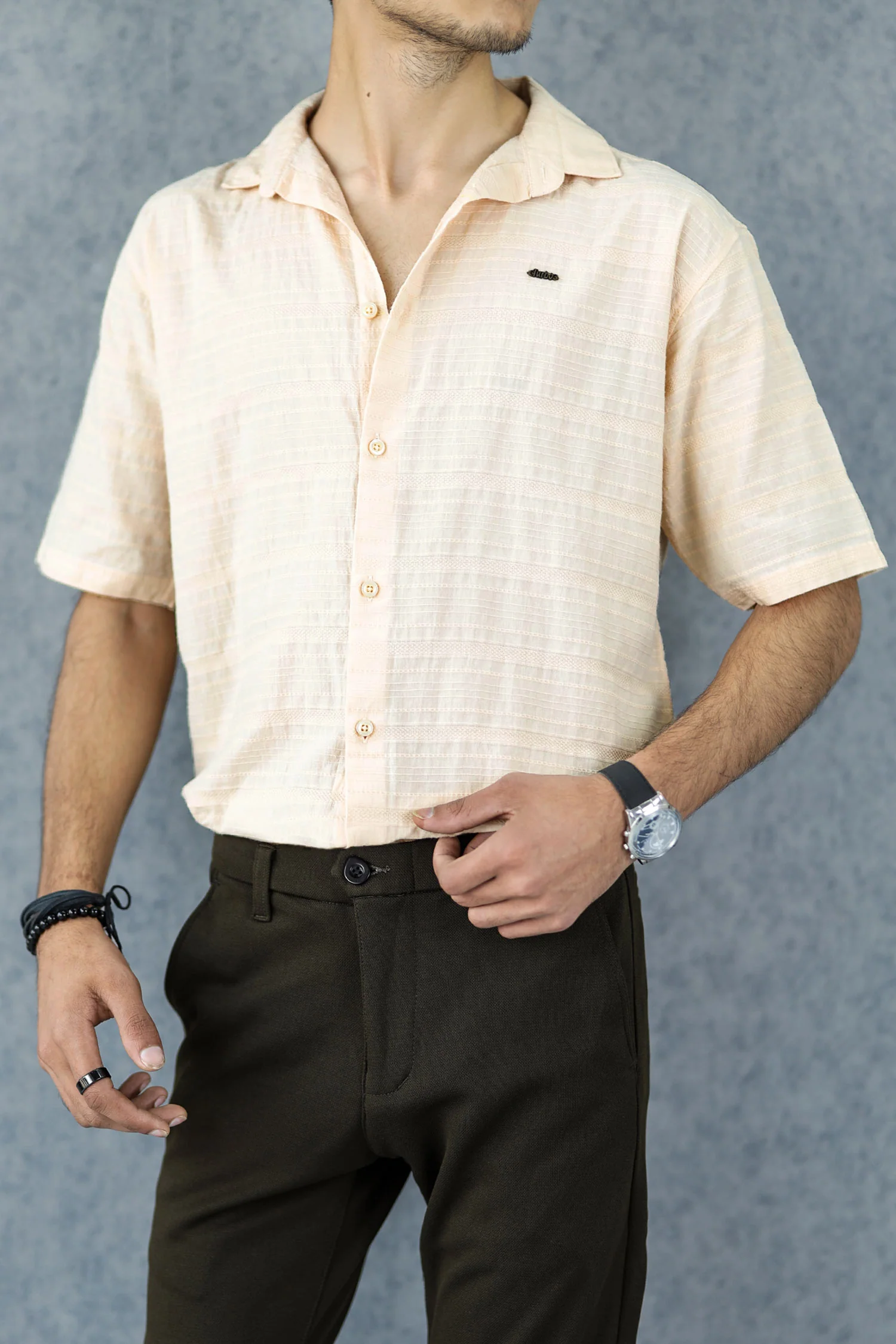 Turbo Knit Craft Crochet Casual Shirt In Light Skin - Image 4