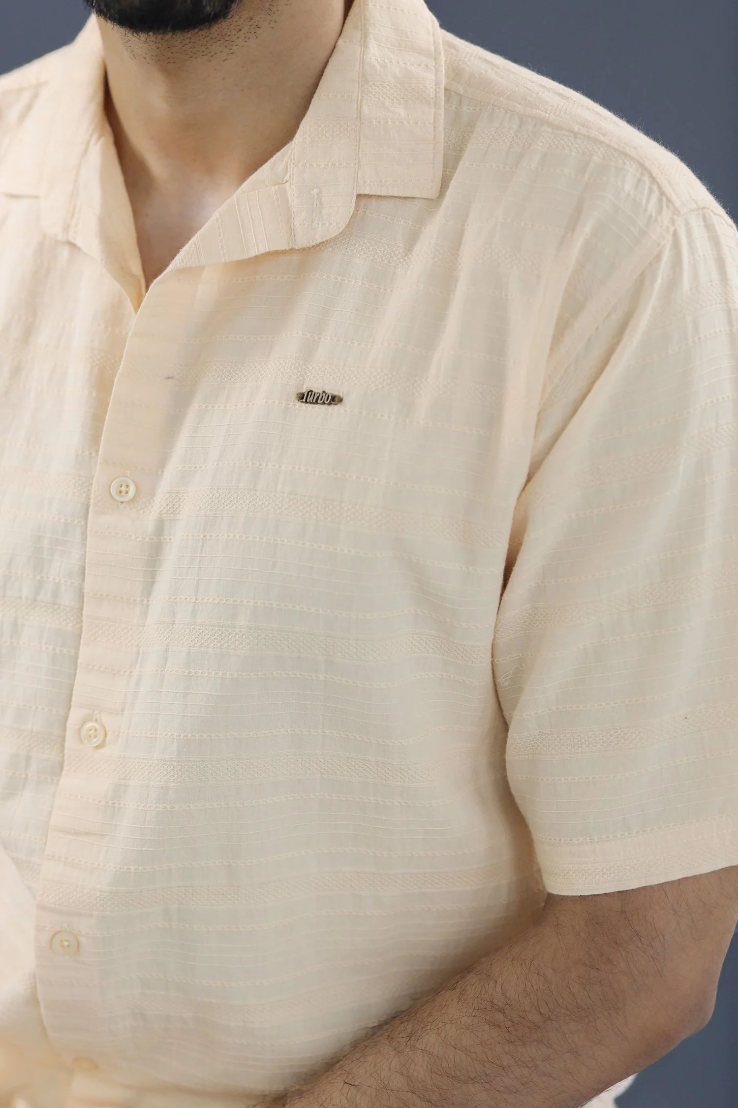 Turbo Knit Craft Crochet Casual Shirt In Light Skin - Image 3