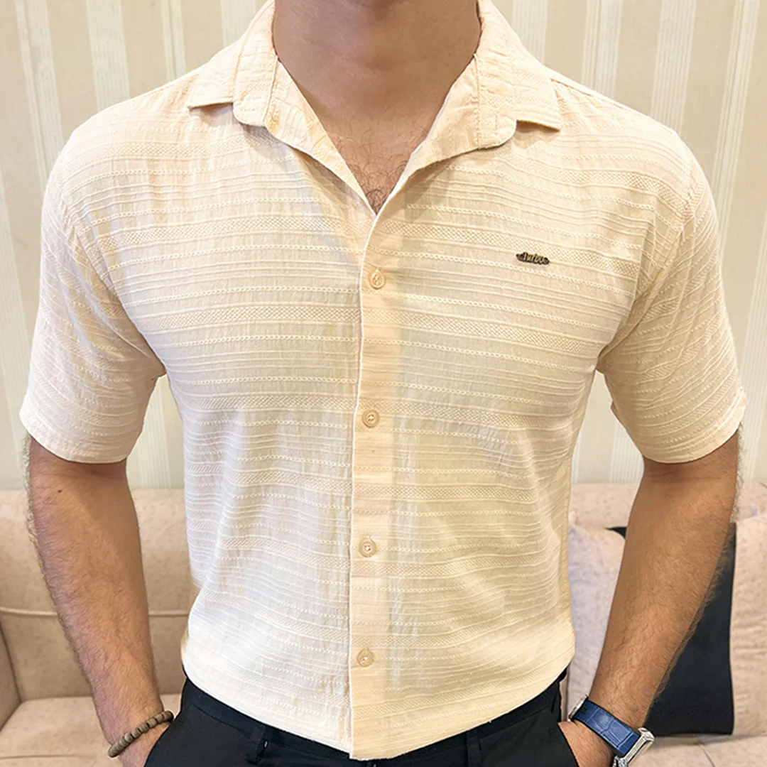 Turbo Knit Craft Crochet Casual Shirt In Light Skin - Image 4