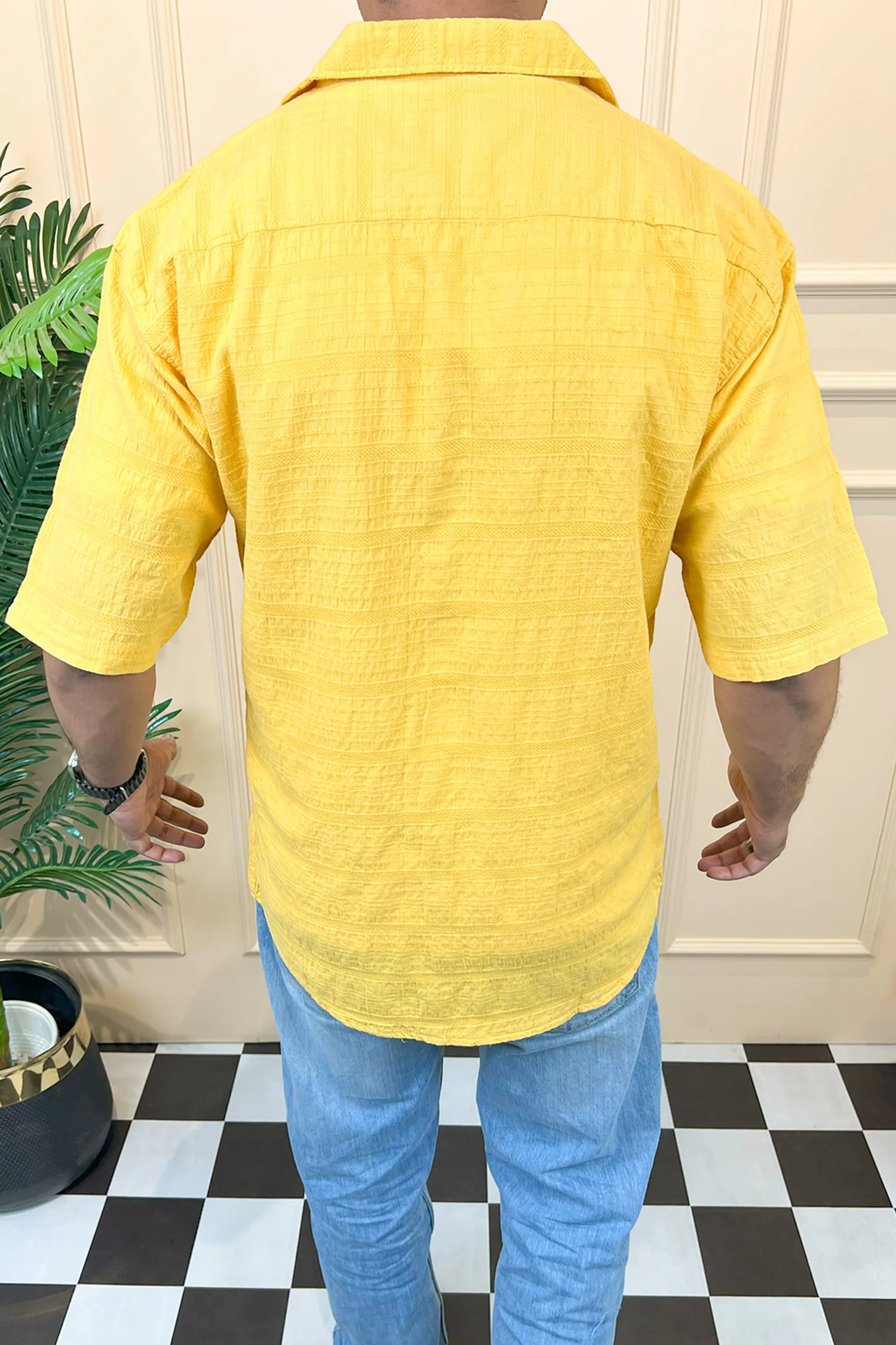 Turbo Knit Craft Crochet Casual Shirt In Yellow - Image 4