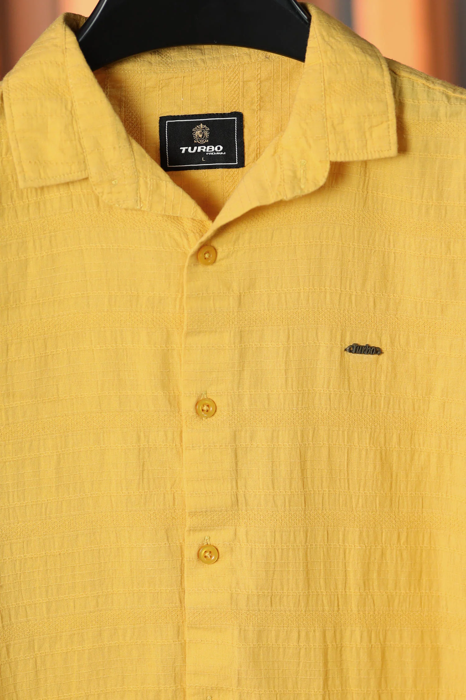 Turbo Knit Craft Crochet Casual Shirt In Yellow - Image 2