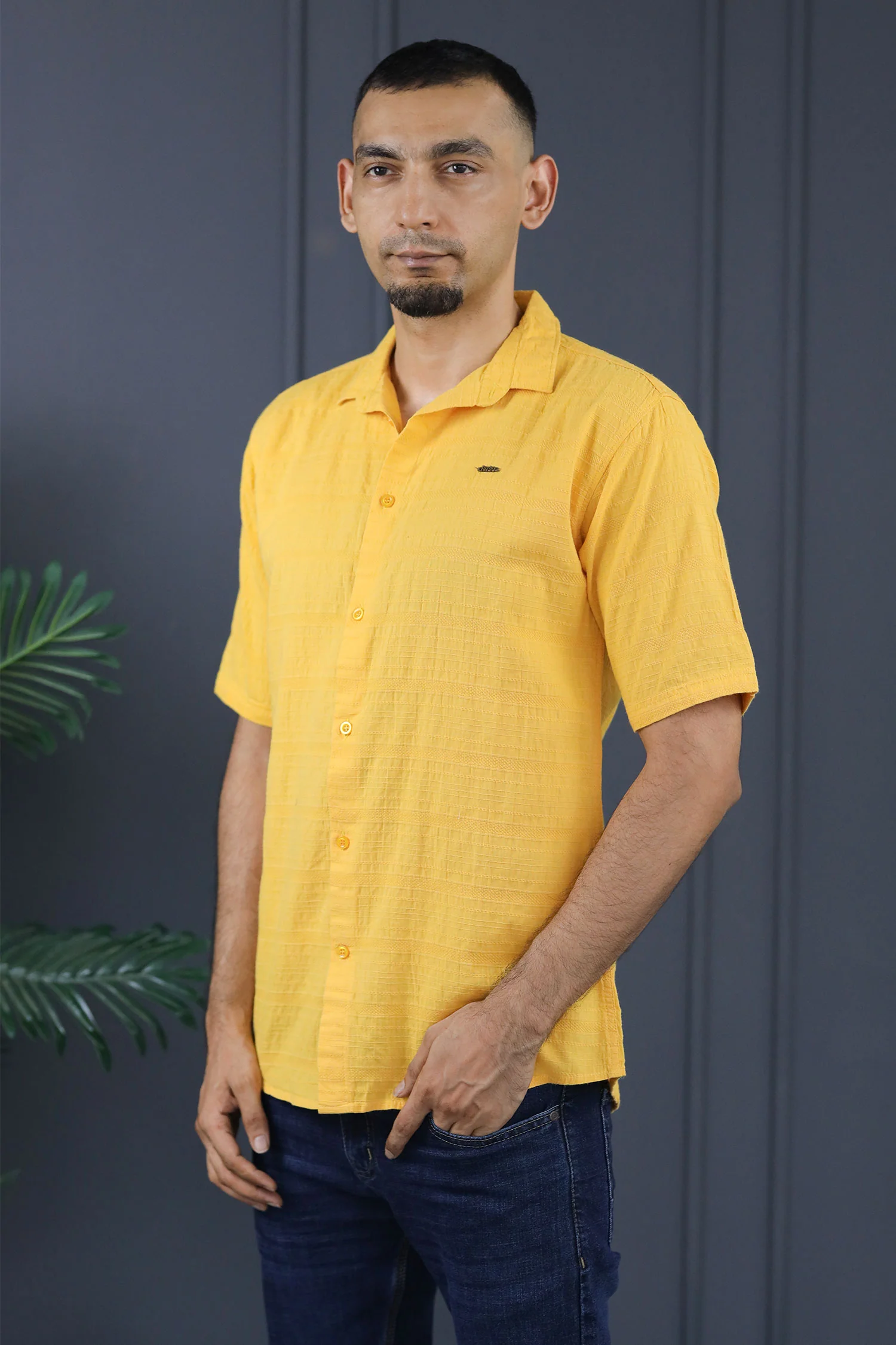 Turbo Knit Craft Crochet Casual Shirt In Yellow - Image 2