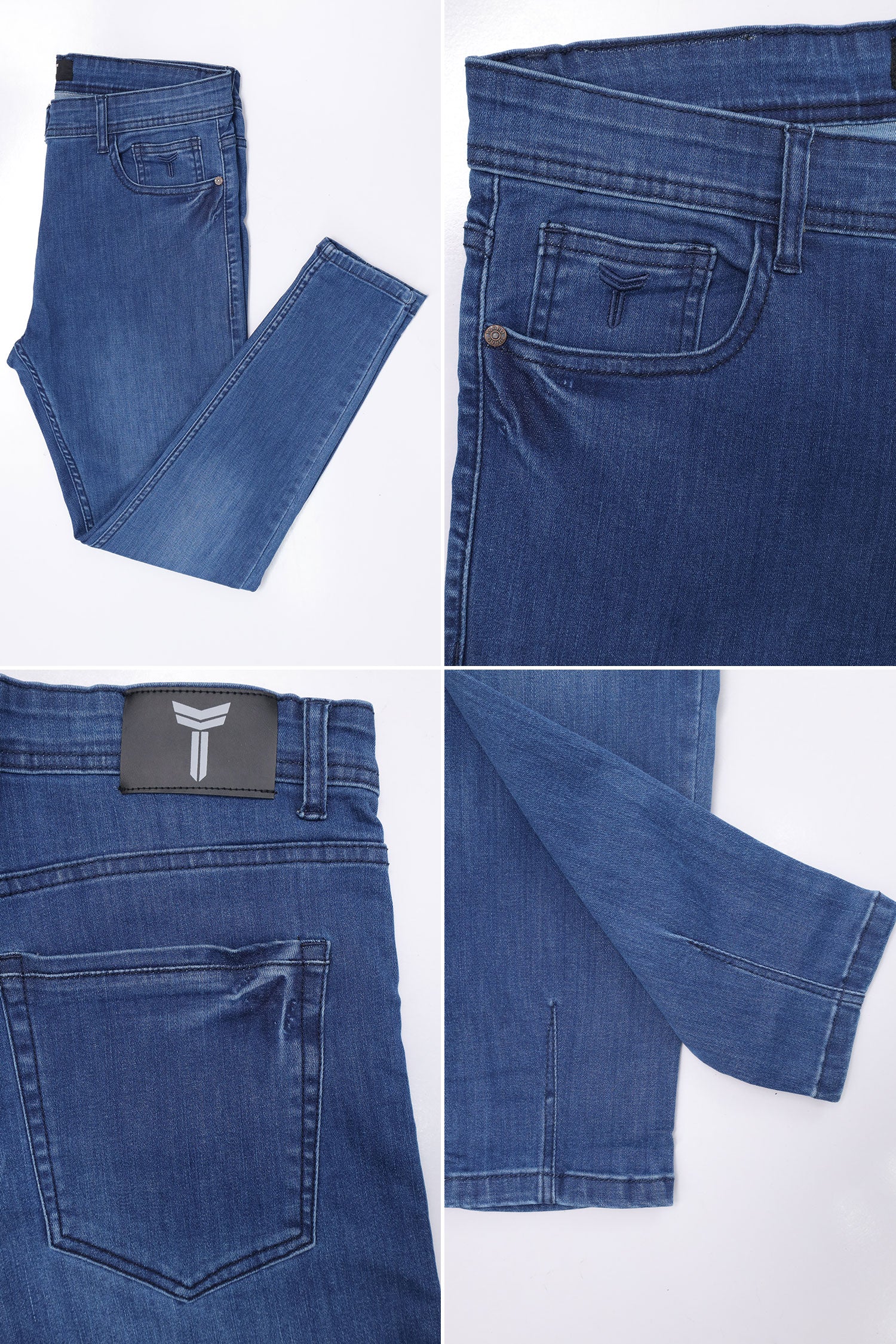 Turbo 'Knitted' Edge Ankle-Fit Jeans In Blue - Image 5