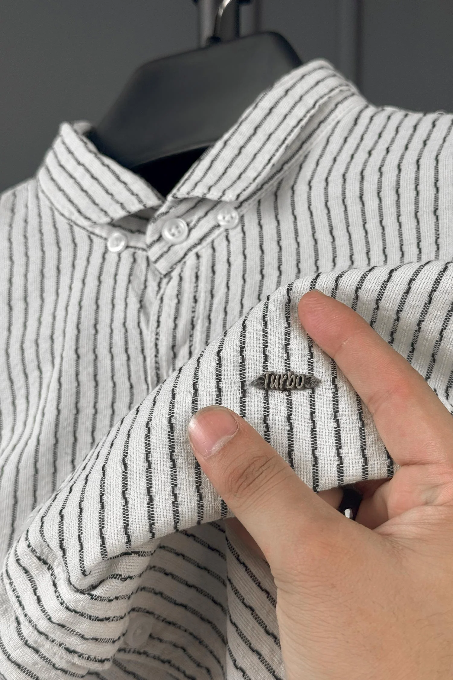Turbo Lining Check Creation Long Sleeve Cotton Casual Shirt - Image 10