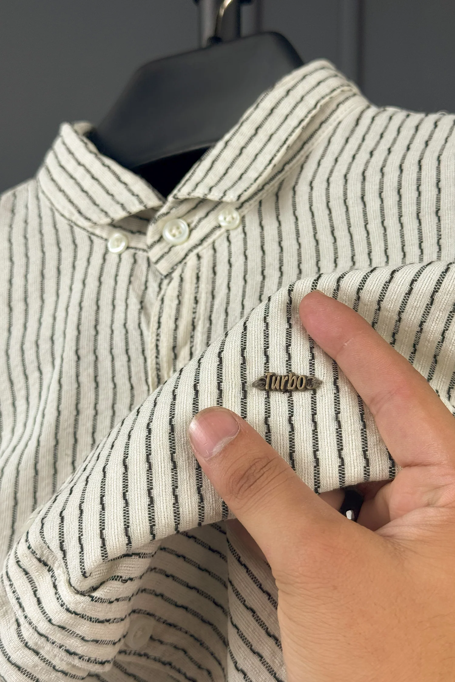 Turbo Lining Check Creation Long Sleeve Cotton Casual Shirt - Image 4