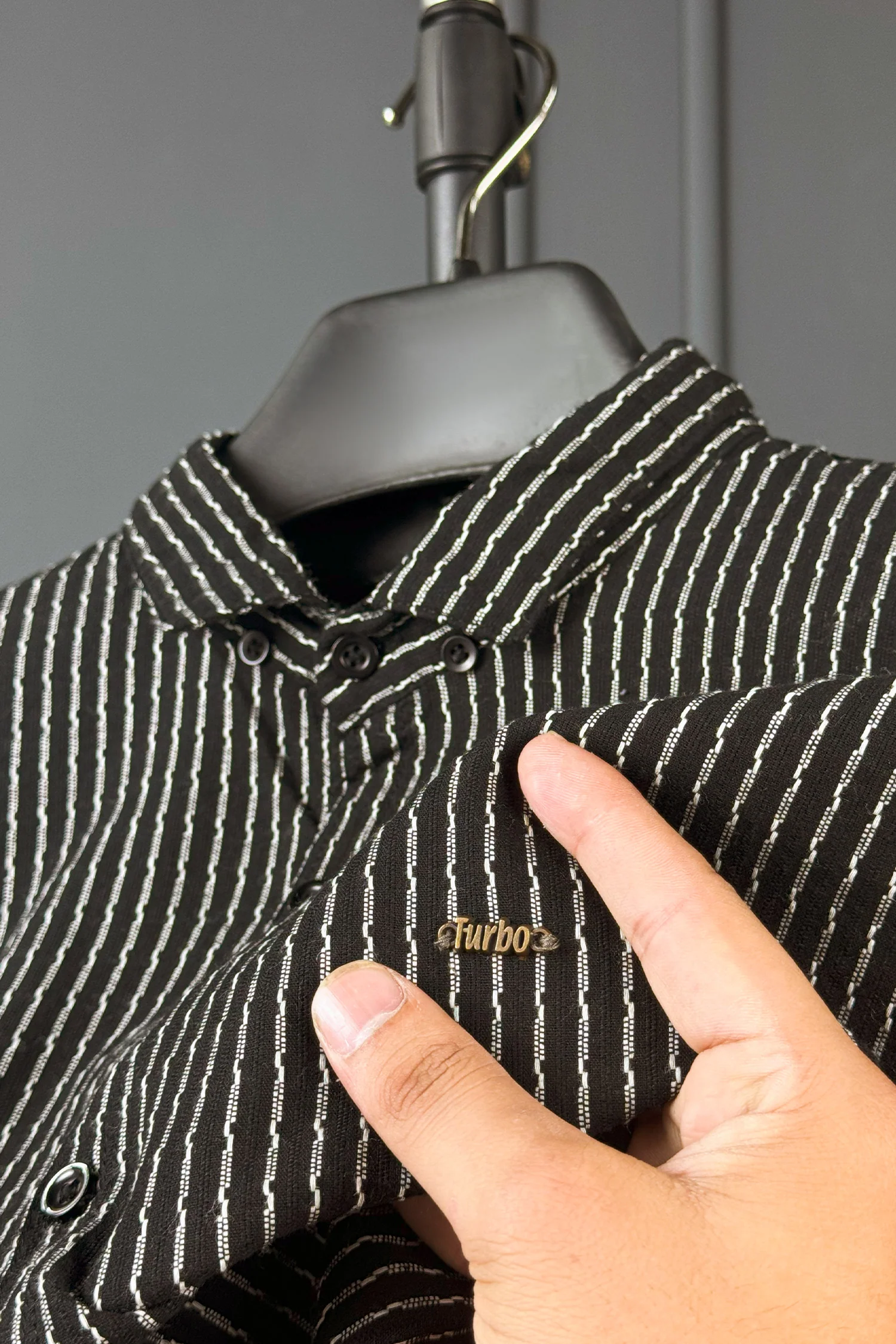 Turbo Lining Check Creation Long Sleeve Cotton Casual Shirt - Image 6
