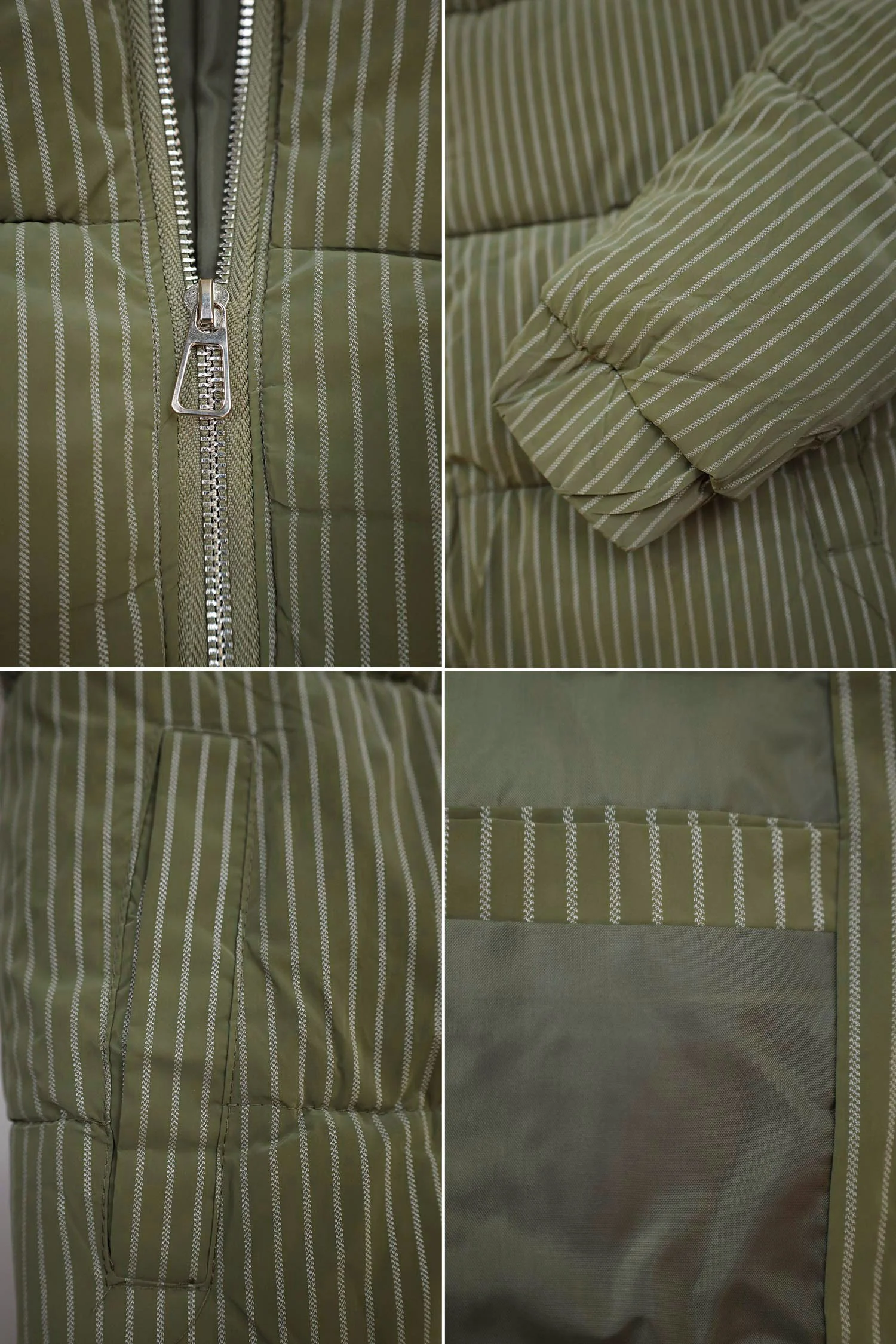 Turbo Lining Pattern Style Men's Imported Puffer Jacket In Olive Green - Image 3