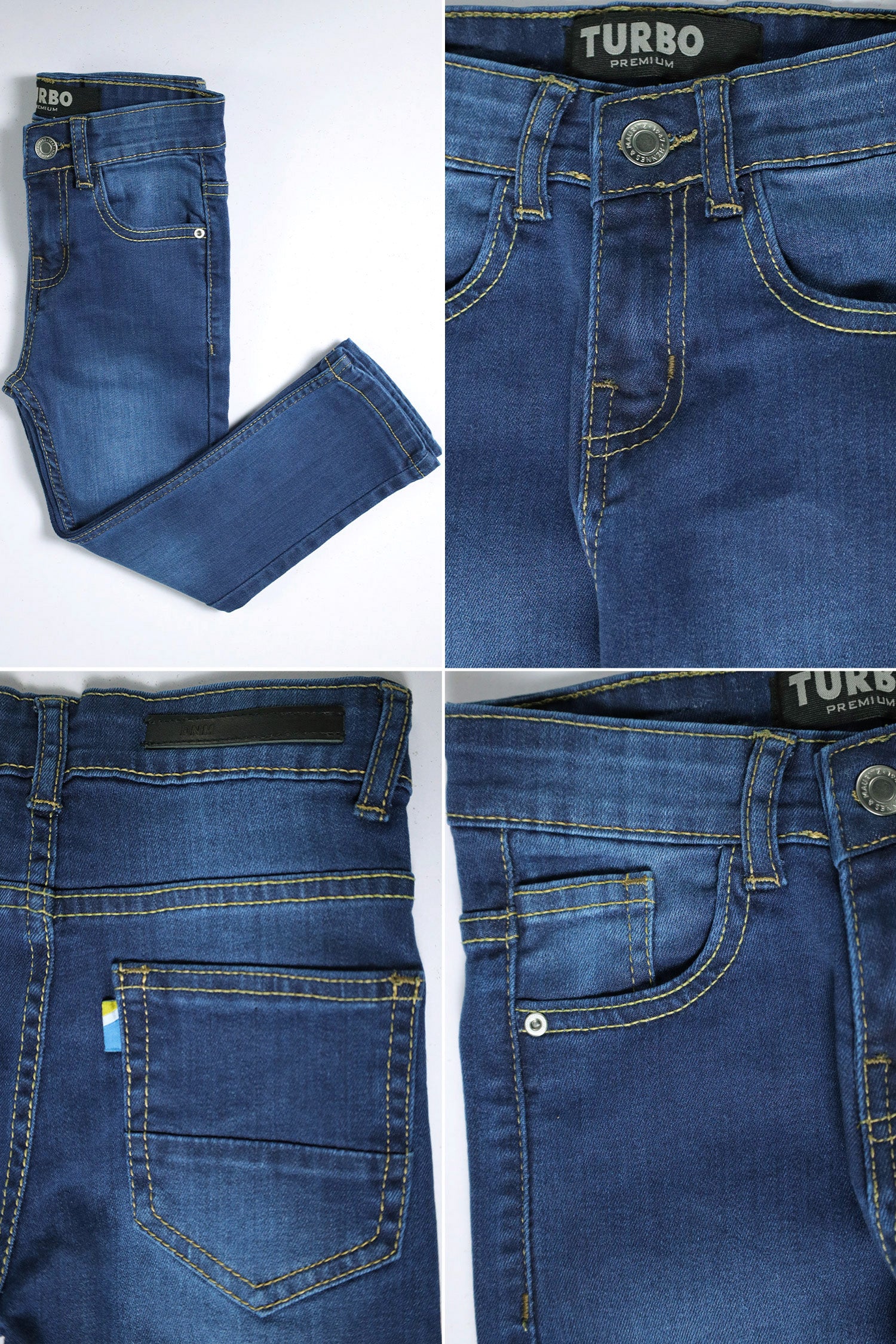 Turbo Relaxed Fit Jeans For Boys In Mid Blue - Image 3