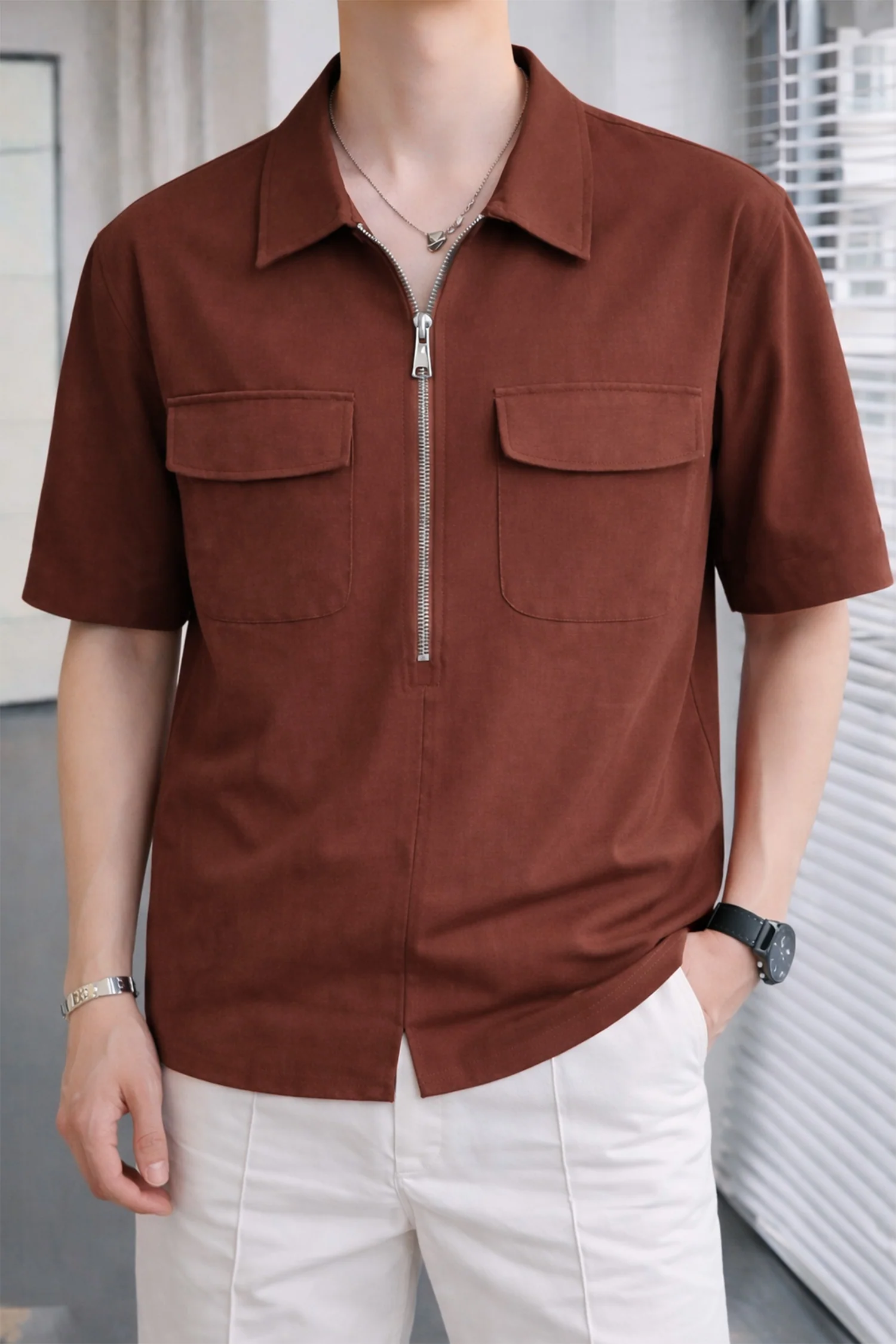Turbo Long Zip Style Men's Polo T-Shirt