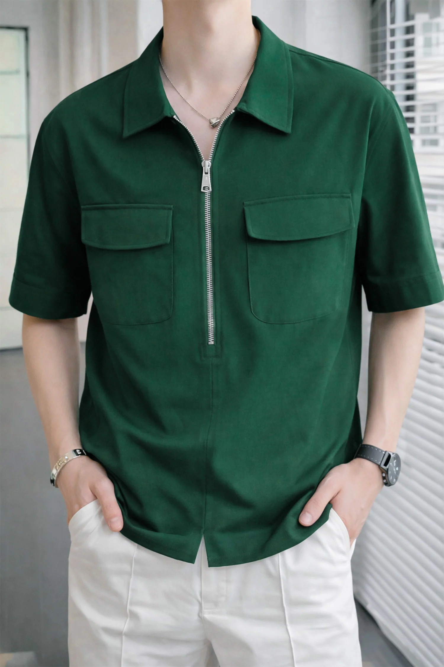 Turbo Long Zip Style Men's Polo T-Shirt - Image 4