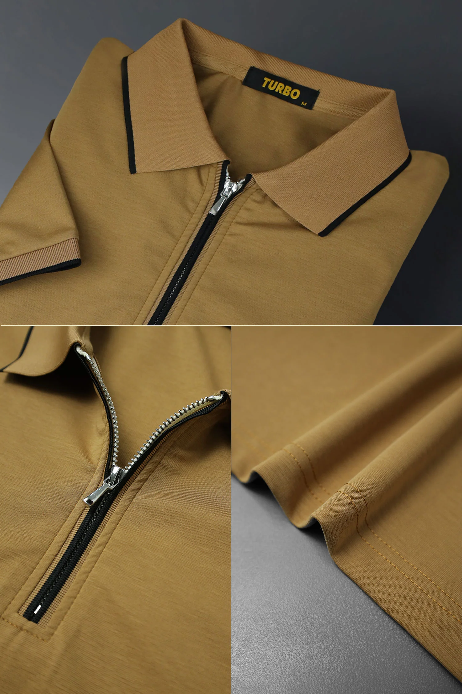 Turbo Men's Authentic Style Polo T-Shirt In Camel - Image 3