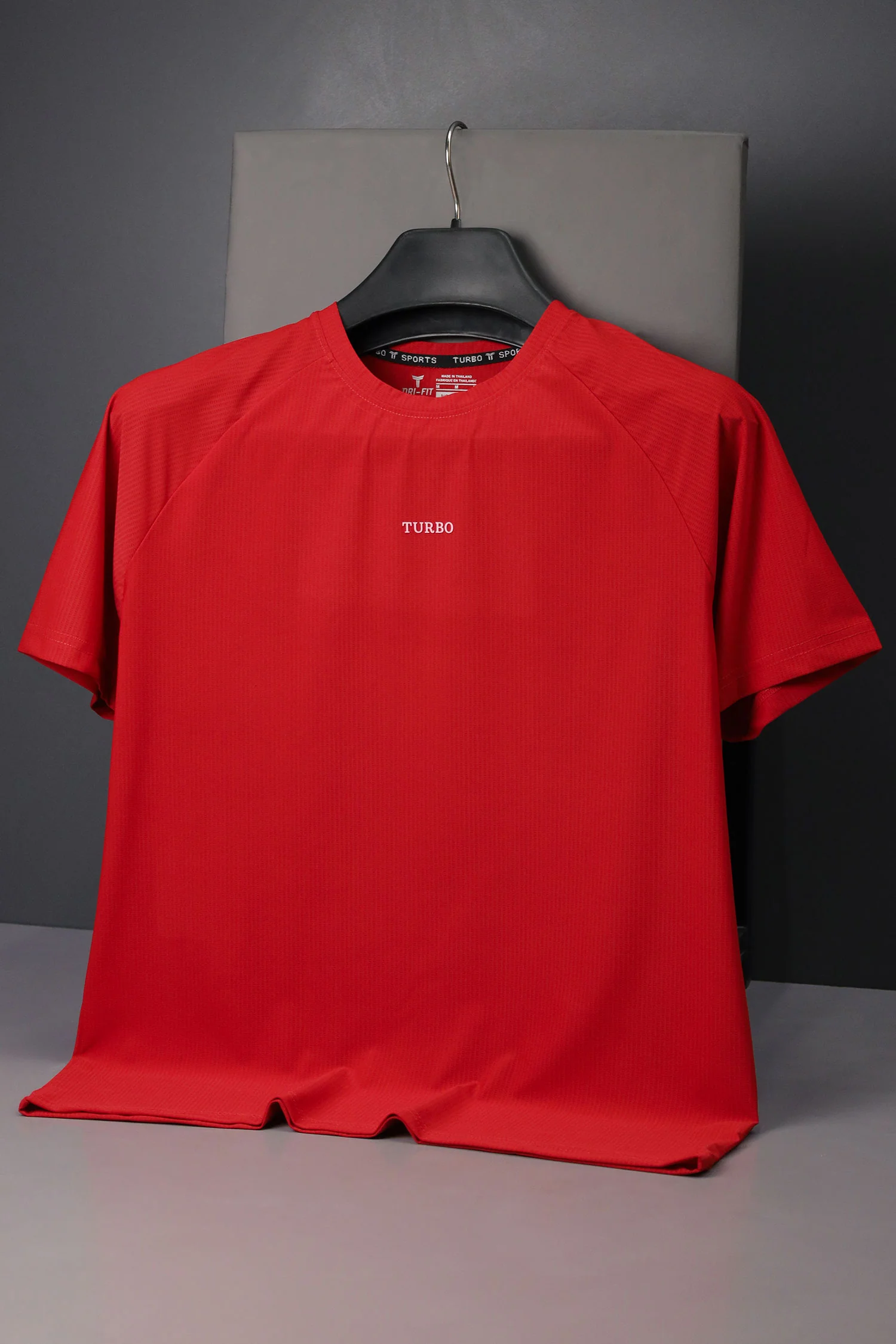 Turbo 'Men's One More Set' Drop Shoulder Dry-Fit Tee In Red - Image 3