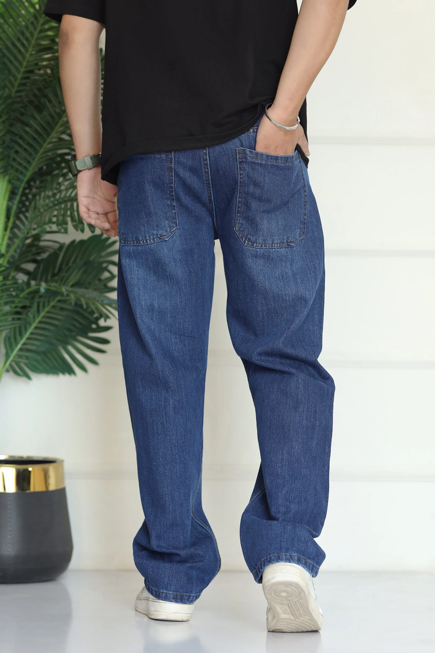 Turbo Men's Comfort Baggy Jeans In Navy Blue - Image 3