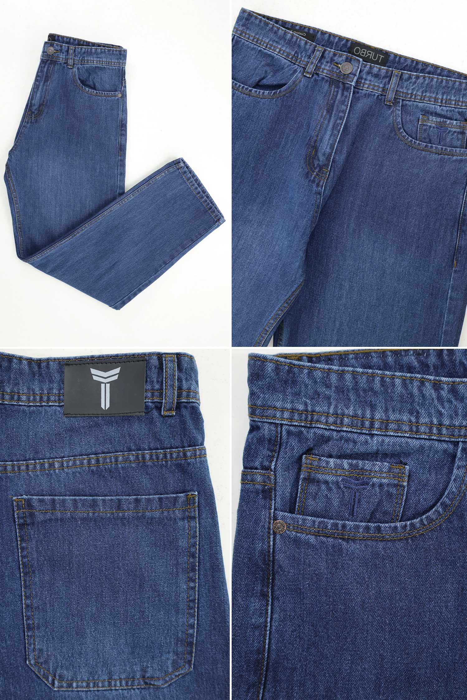 Turbo Men's Comfort Baggy Jeans In Navy Blue - Image 4