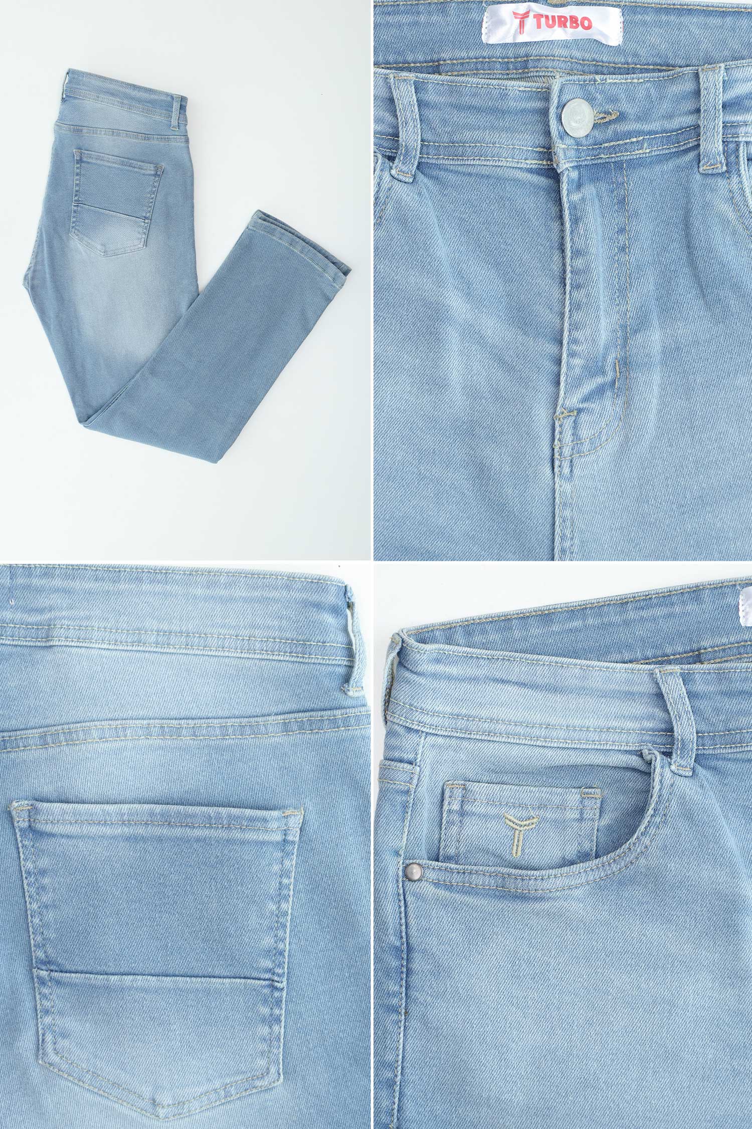 Turbo 'Cloud-Flex' Comfort Slim Fit Jeans In Sky Blue - Image 4