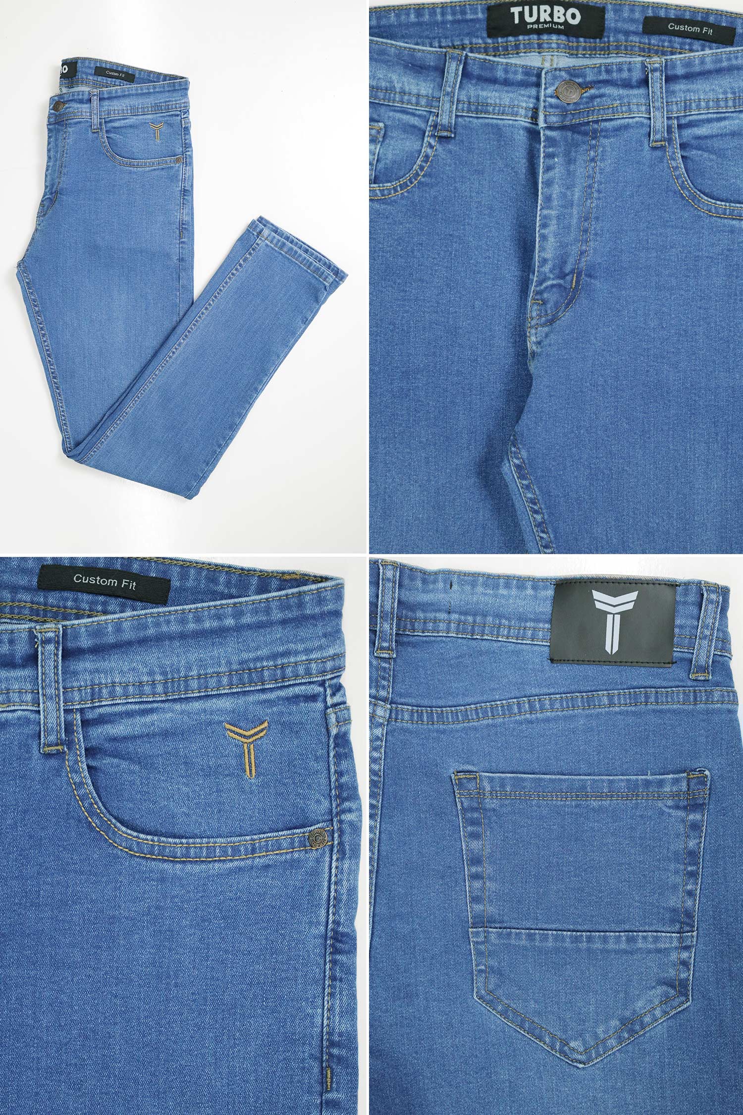 Turbo 'PrimeWear' Slim-Fit Jeans In Mid Blue - Image 4