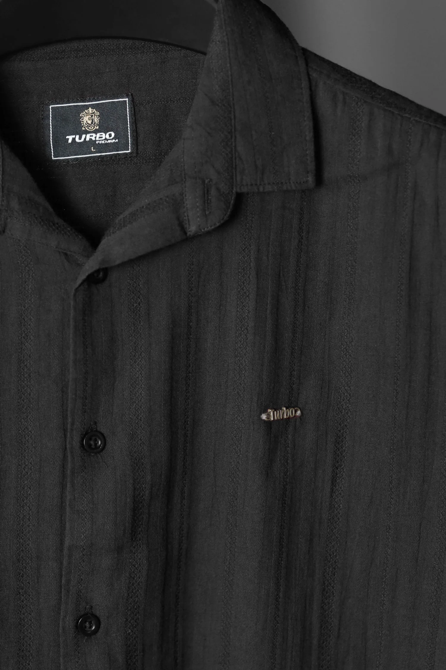 Turbo Minimalist Design Half Sleeve Casual Shirt In Black - Image 2