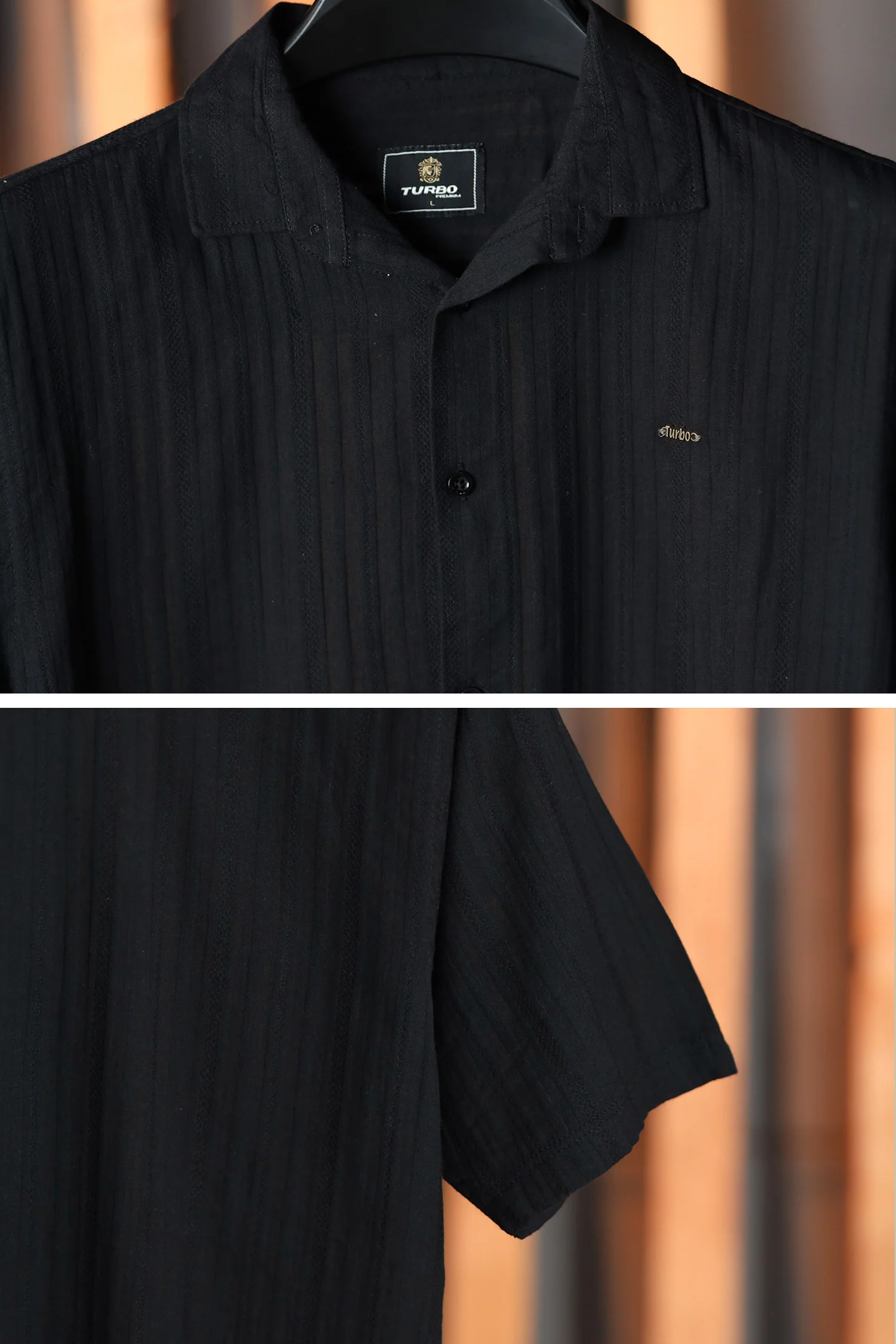 Turbo Minimalist Design Half Sleeve Casual Shirt In Black - Image 3