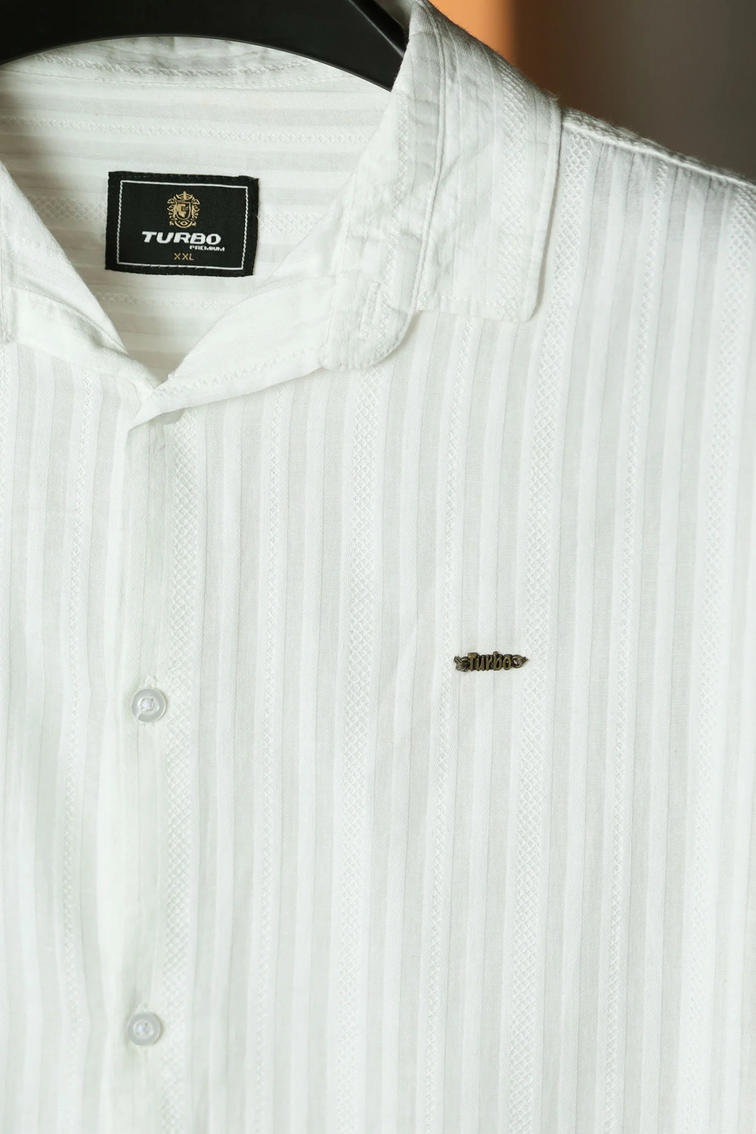Turbo Minimalist Design Half Sleeve Casual Shirt In White - Image 2