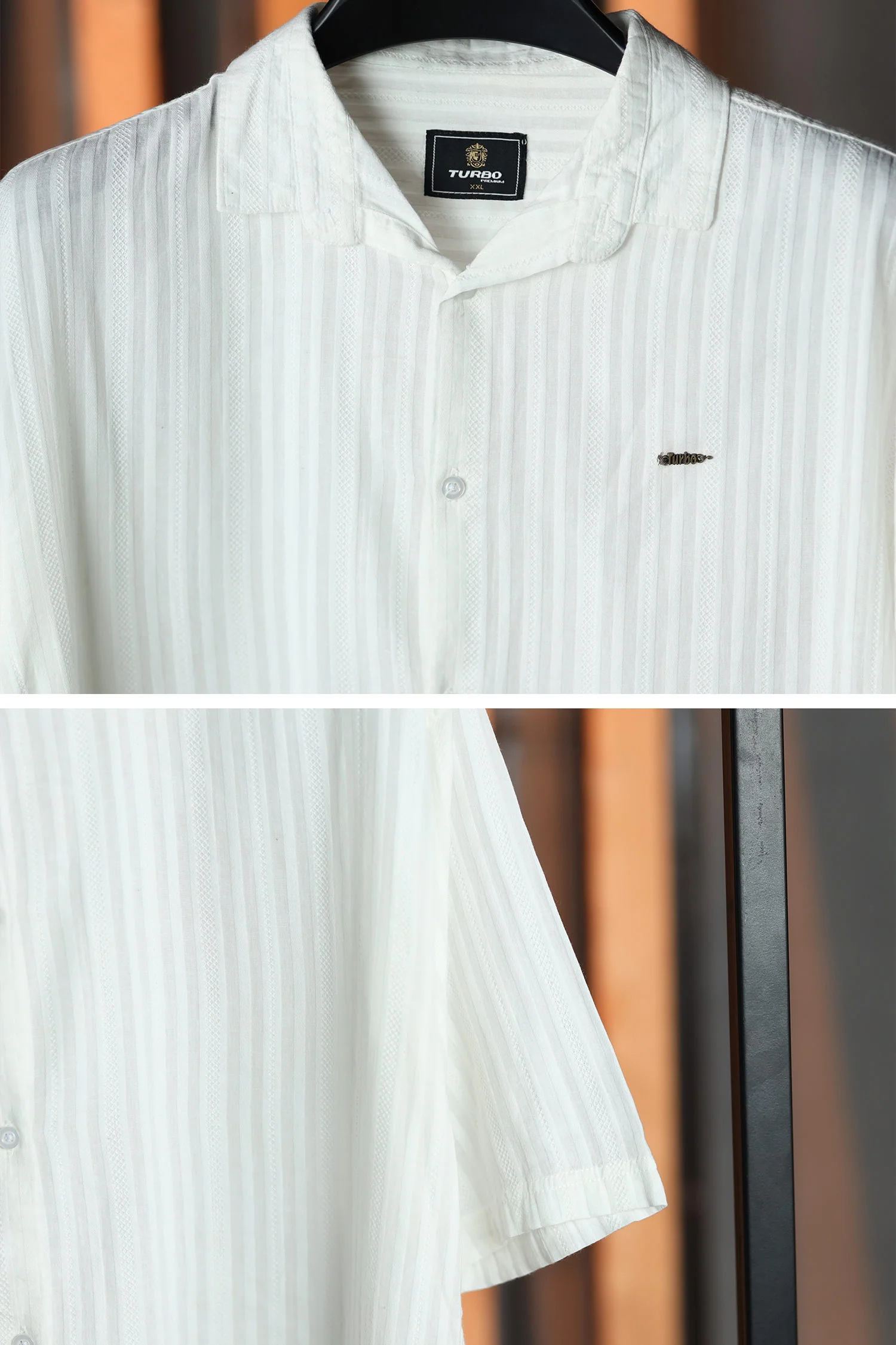Turbo Minimalist Design Half Sleeve Casual Shirt In White - Image 3