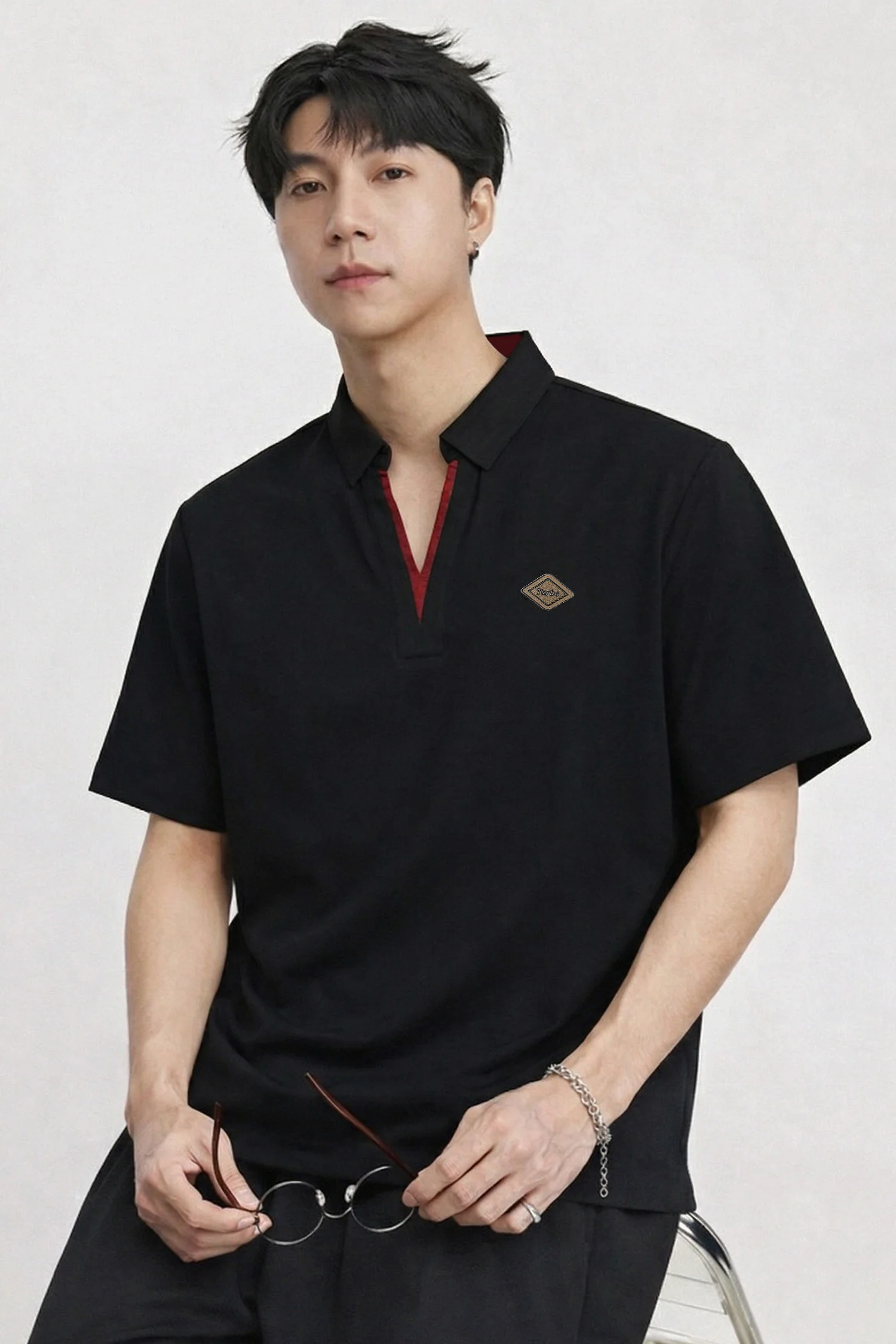 Turbo Moderno Knit V Neck Men's Polo T-Shirt - Image 13