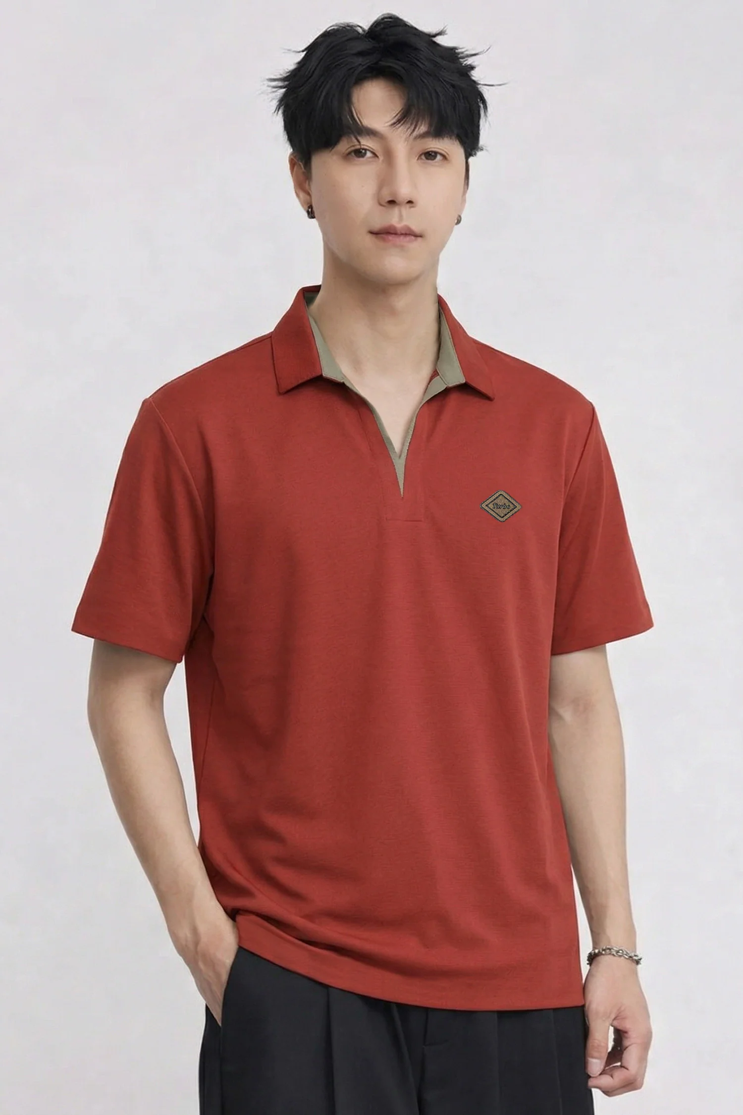 Turbo Moderno Knit V Neck Men's Polo T-Shirt - Image 5
