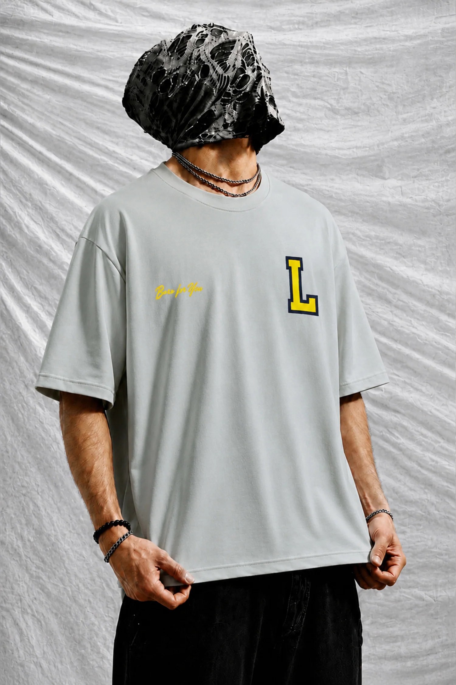 Turbo National Hip-Hop Oversize Men's Tee In Light Grey - Image 3