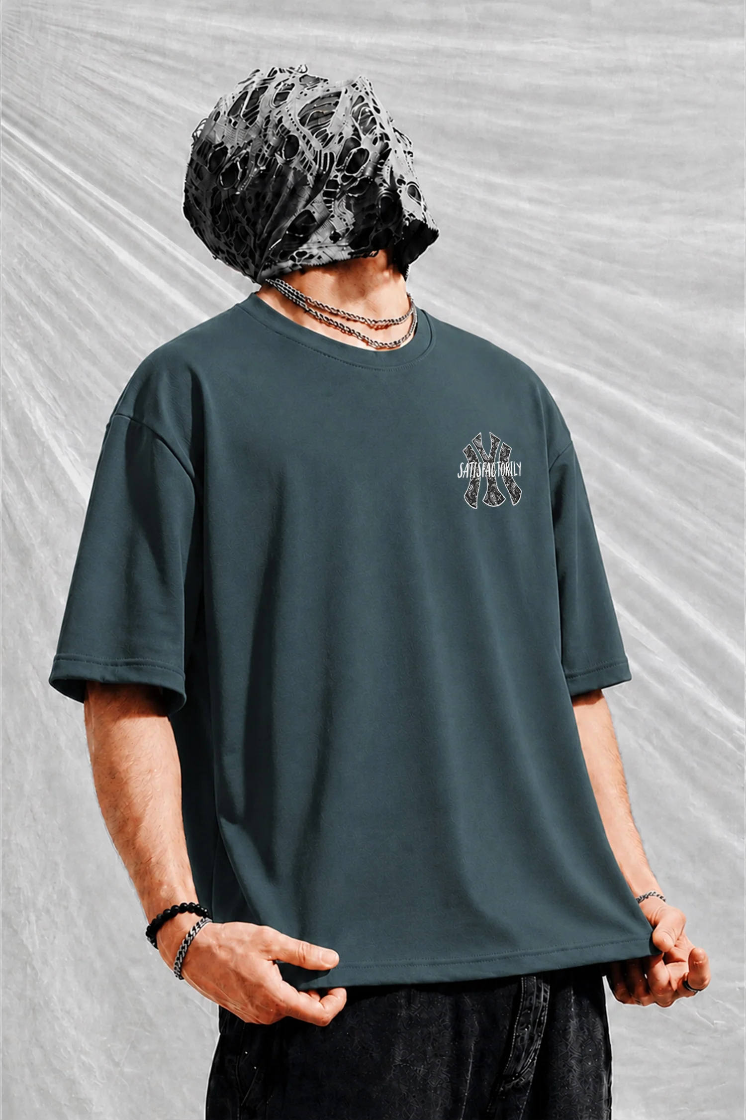Turbo New Era Satisfactorily Graphic Oversize Men's Tee In Dark Grey - Image 3