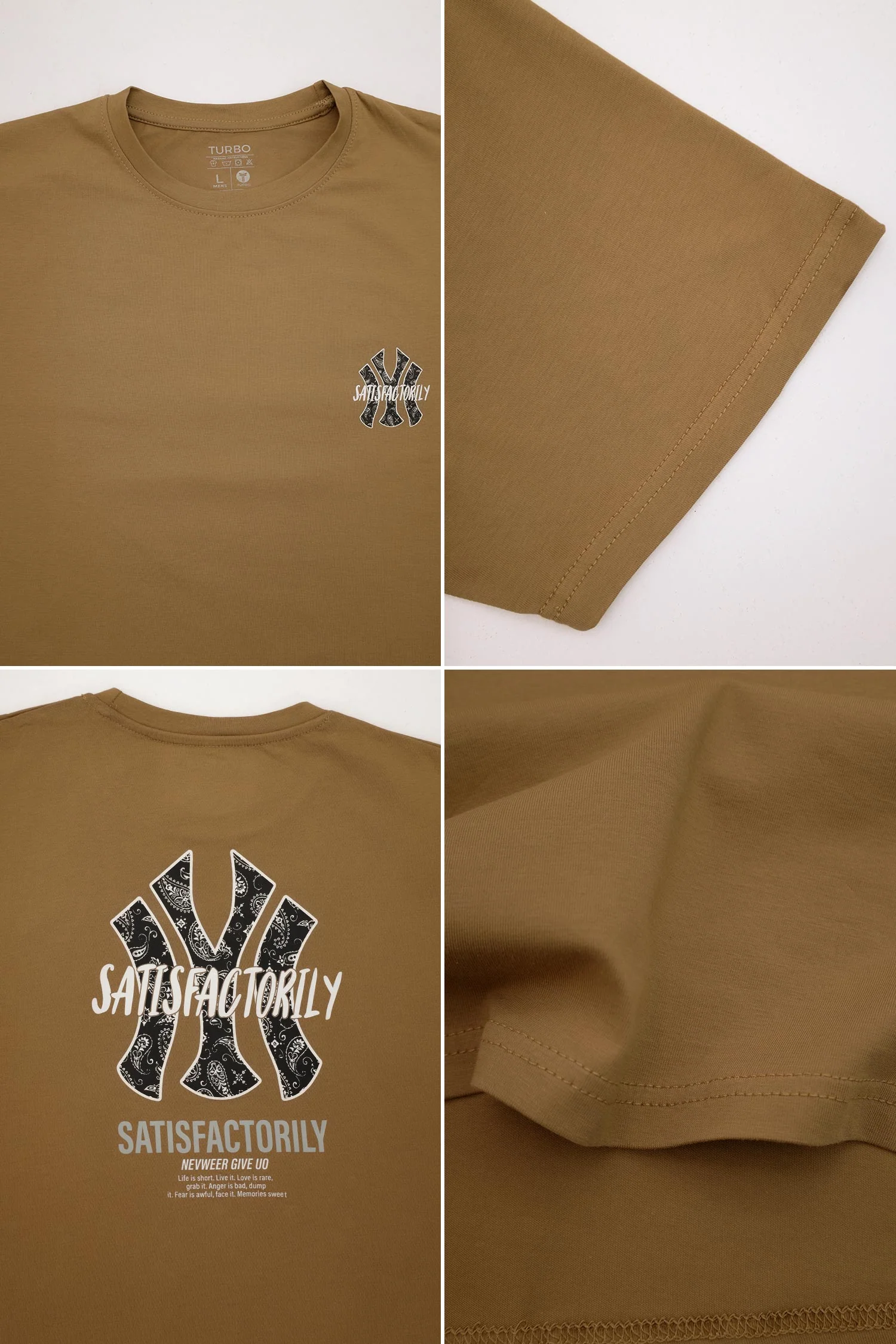 Turbo New Era Satisfactorily Graphic Oversize Men's Tee In Sand Brown - Image 4