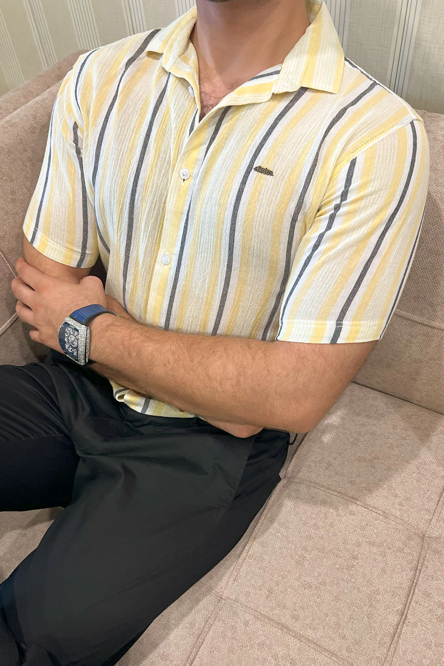Turbo Patterned Lining Style Casual Shirt - Image 4