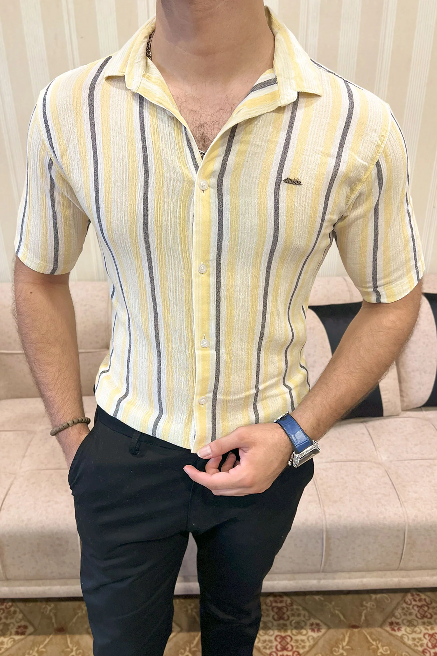 Turbo Patterned Lining Style Casual Shirt - Image 5