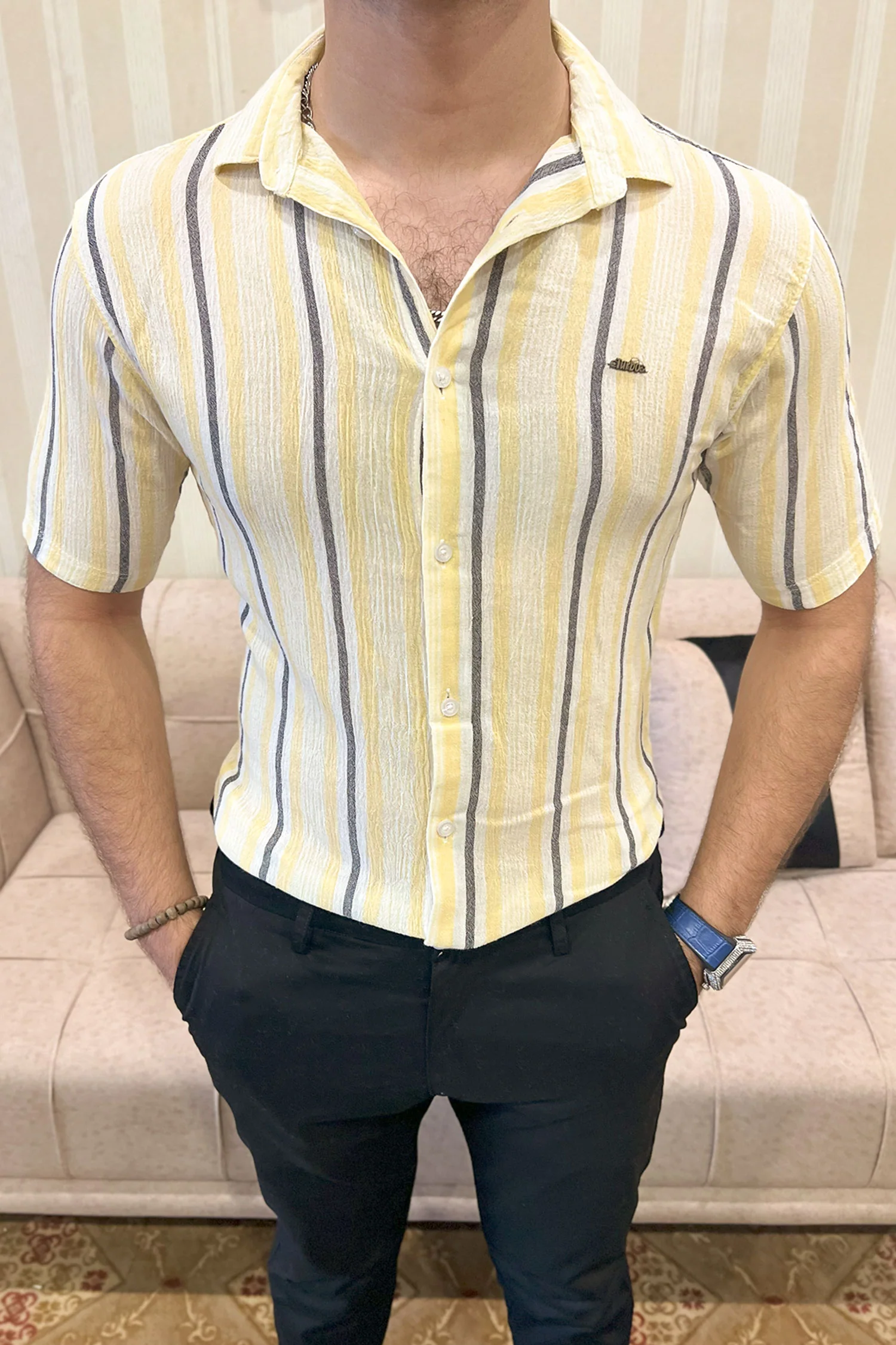 Turbo Patterned Lining Style Casual Shirt - Image 6