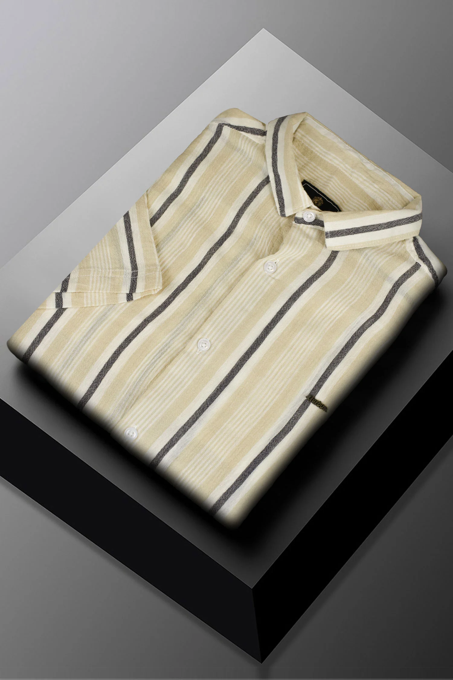 Turbo Patterned Lining Style Casual Shirt In Beige - Image 5