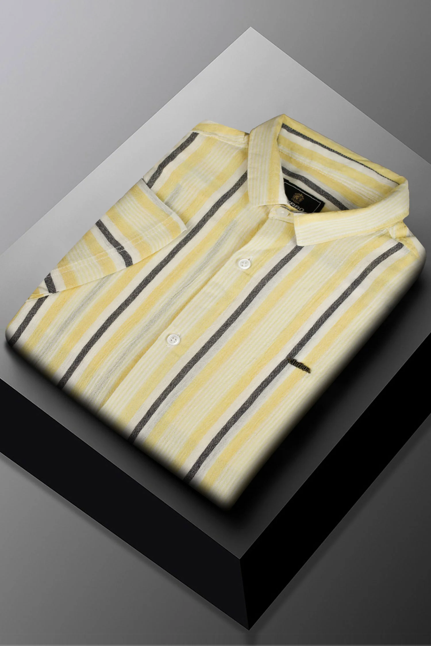 Turbo Patterned Lining Style Casual Shirt In Lemon - Image 6