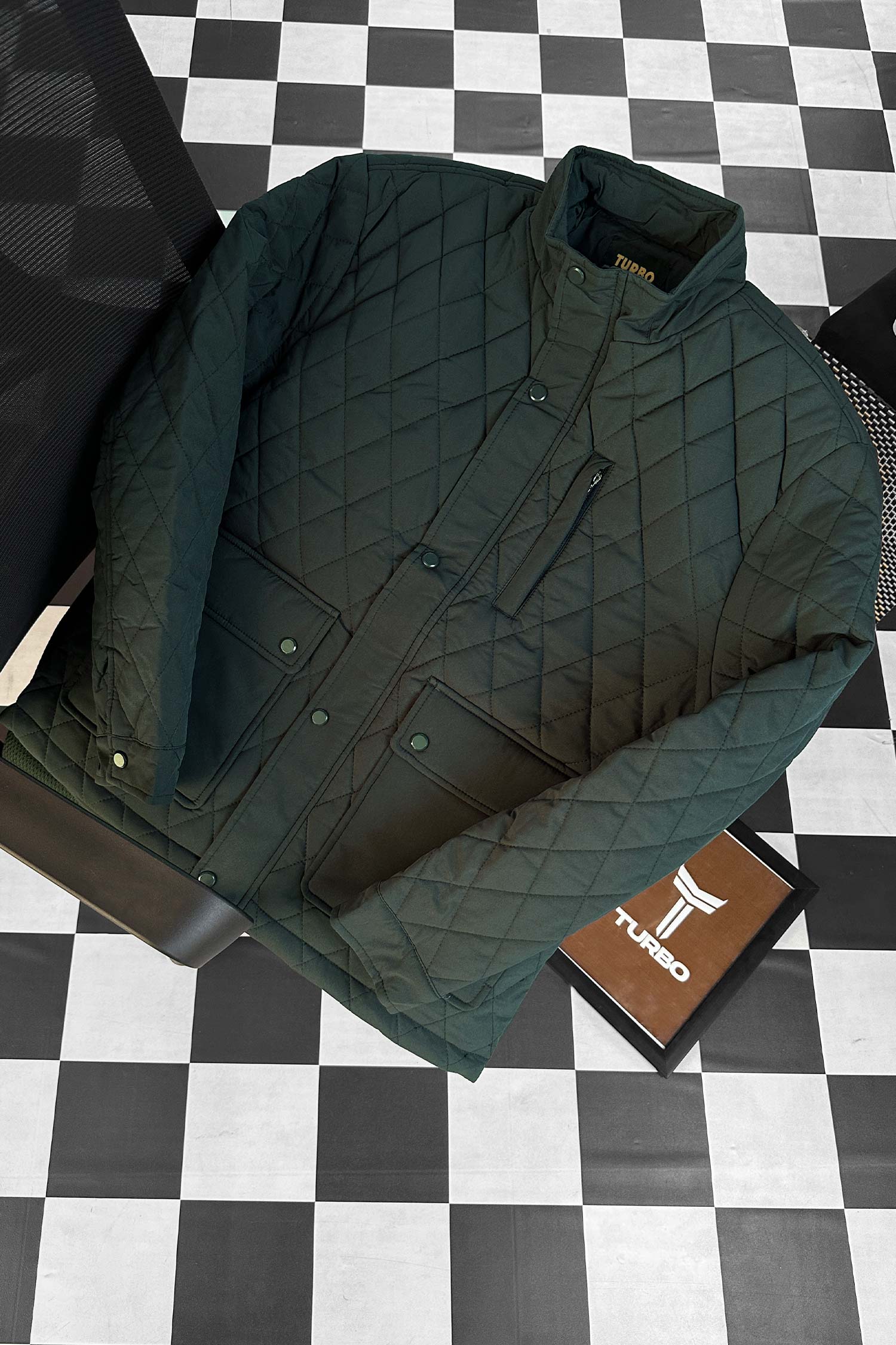 Turbo Placket Pockets Quilted Puffer Jacket - Image 7